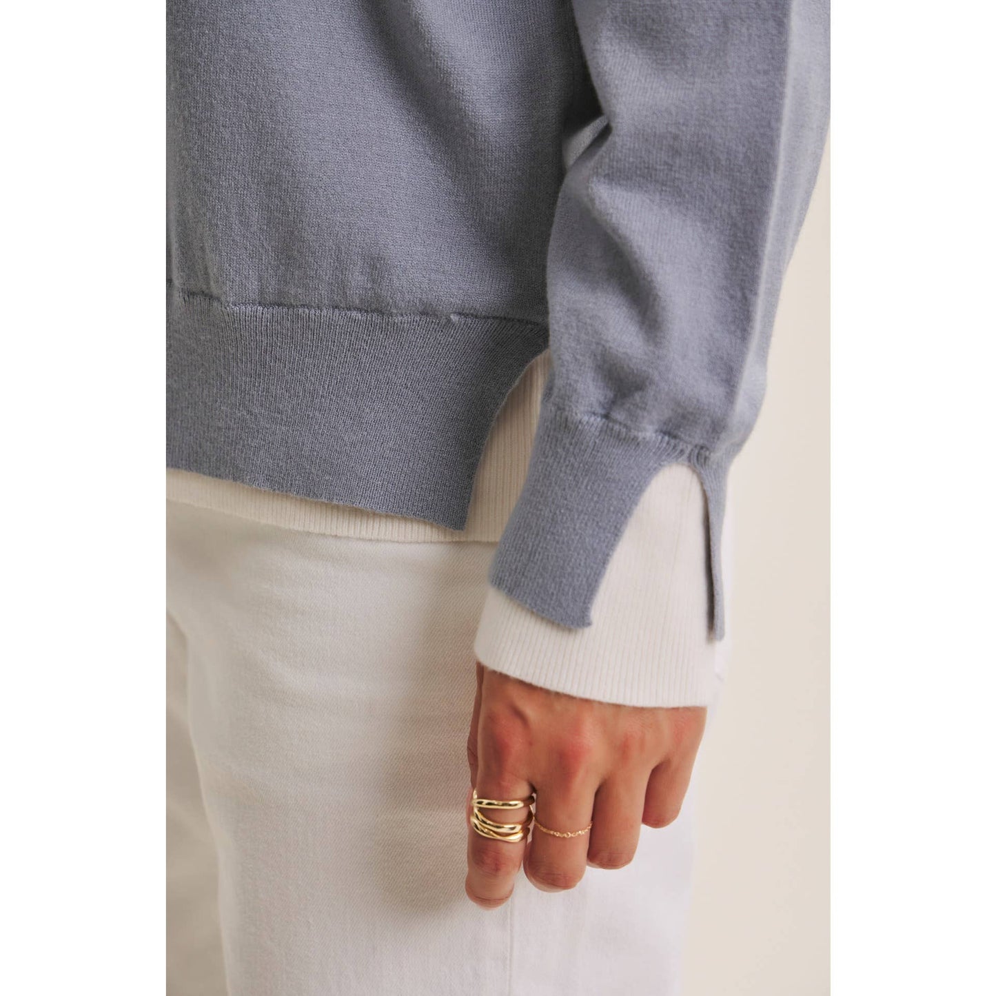 FEATHER LIGHT TOUCH TWO-TONE VISCOSE SWEATER