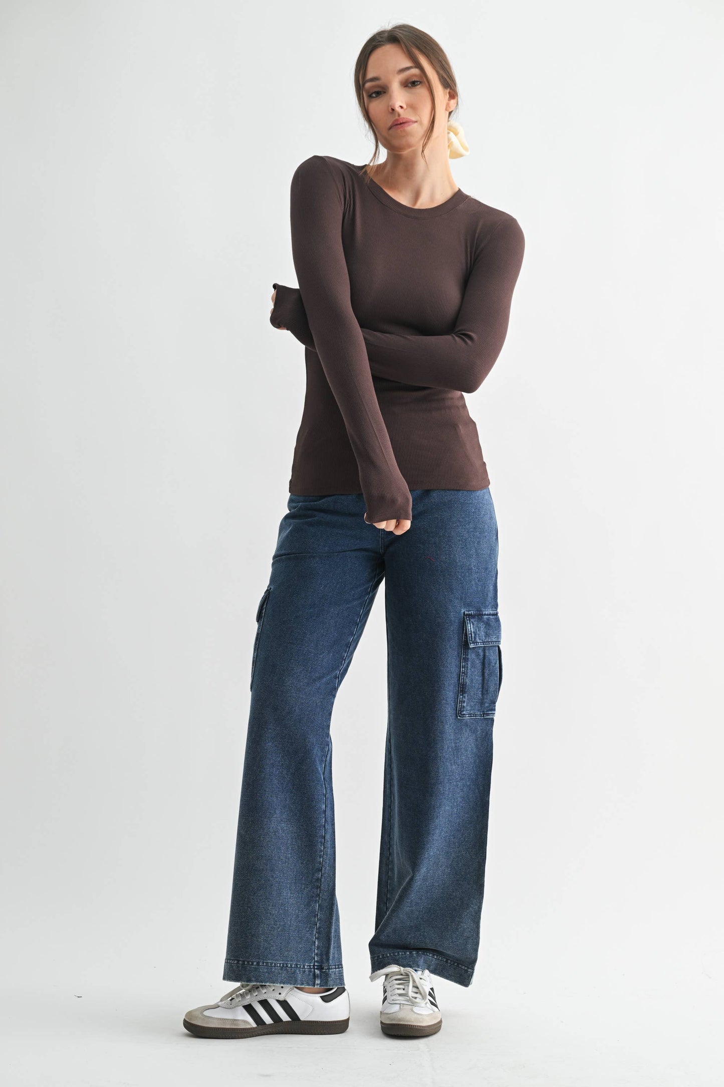 Essential Long-Sleeved Micro-Ribbed Athleisure Top