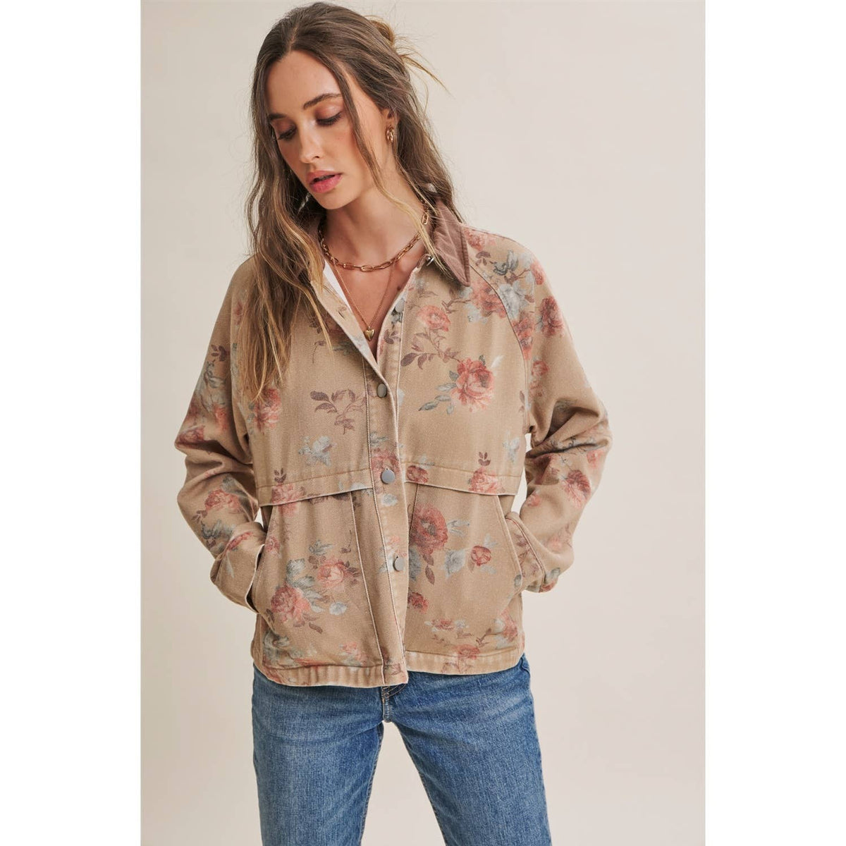 WILD ROSE VINTAGE GARMENT-WASHED TWILL JACKET