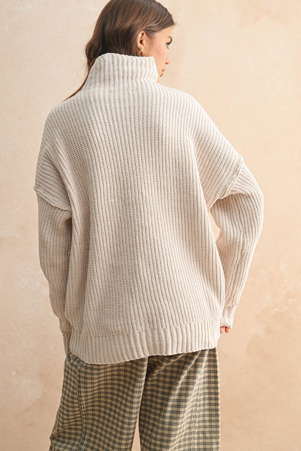 CHENILLE HIGH NECK SWEATER TOP