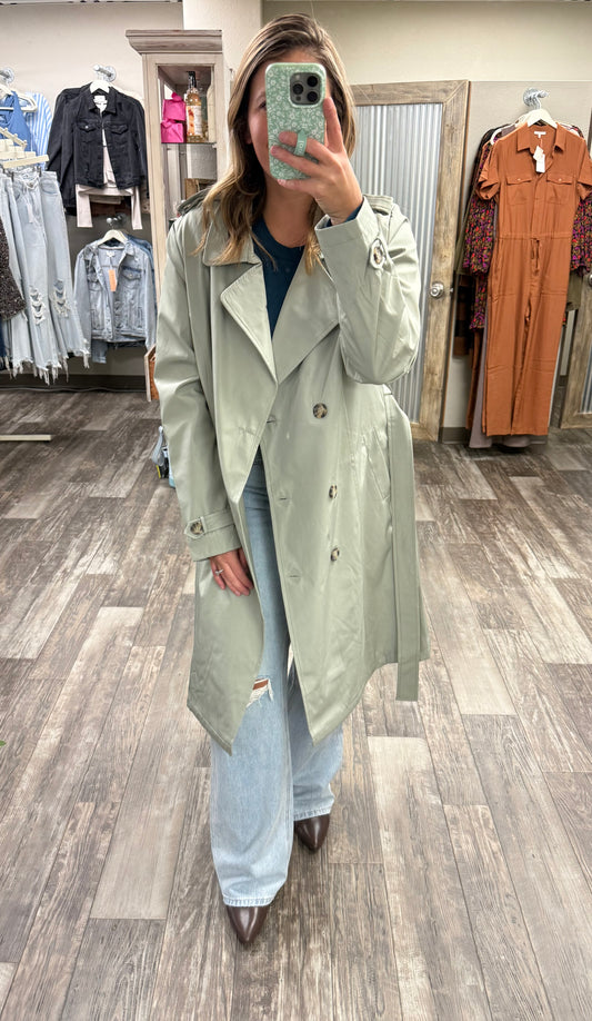 Long Sage Trench Coat
