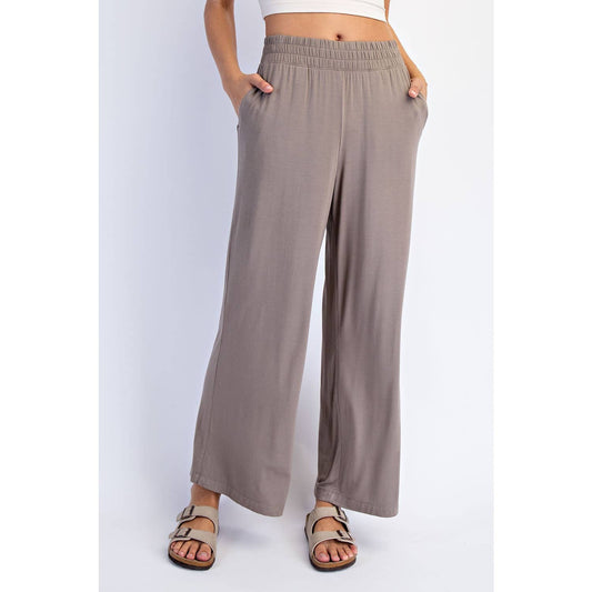 VISCOSE MODAL CROPPED WIDE LEG PANTS