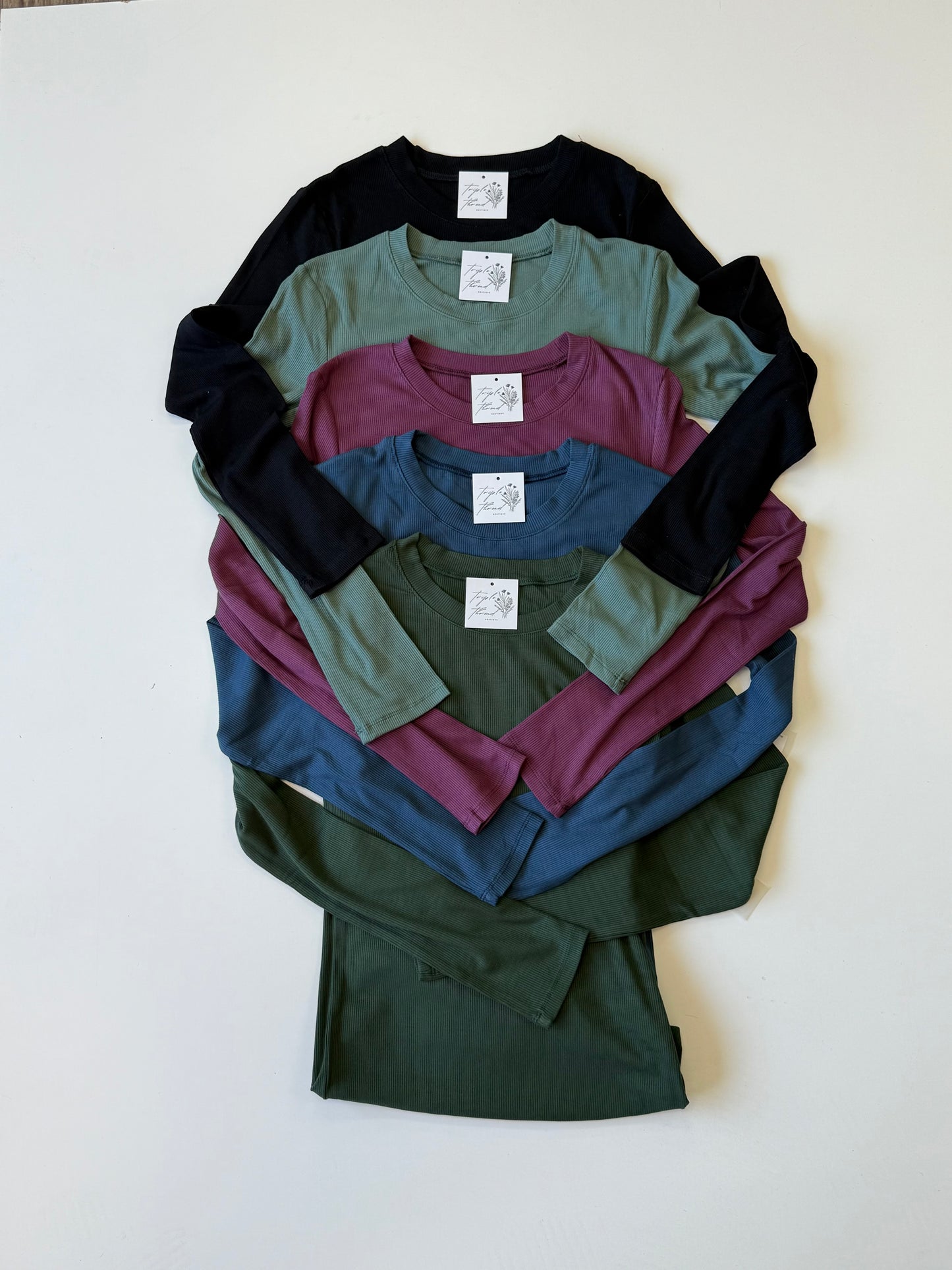 Essential Long-Sleeved Micro-Ribbed Athleisure Top