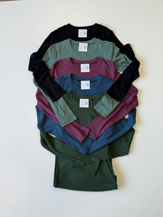 Essential Long-Sleeved Micro-Ribbed Athleisure Top