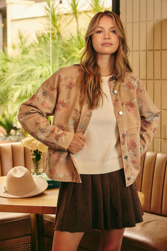 WILD ROSE VINTAGE GARMENT-WASHED TWILL JACKET