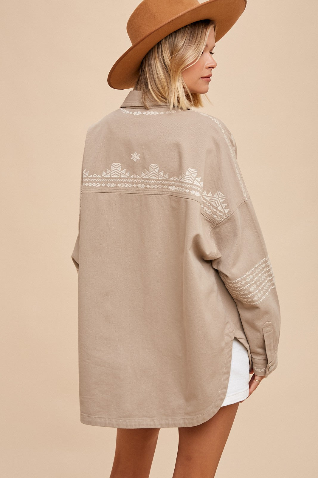 Embroidered Utility Shacket