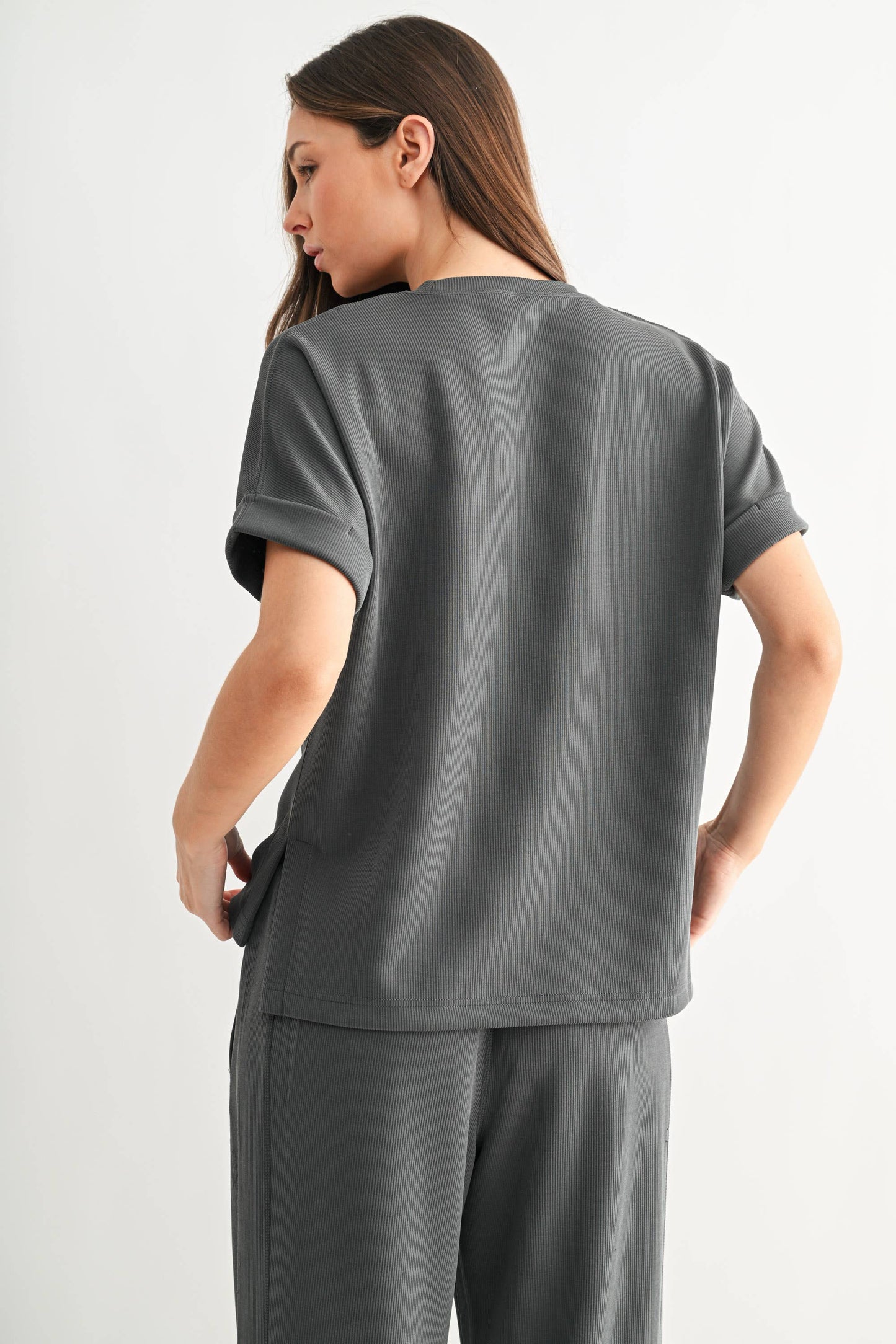 Luxe Sand Wash Rib Lounge Tee