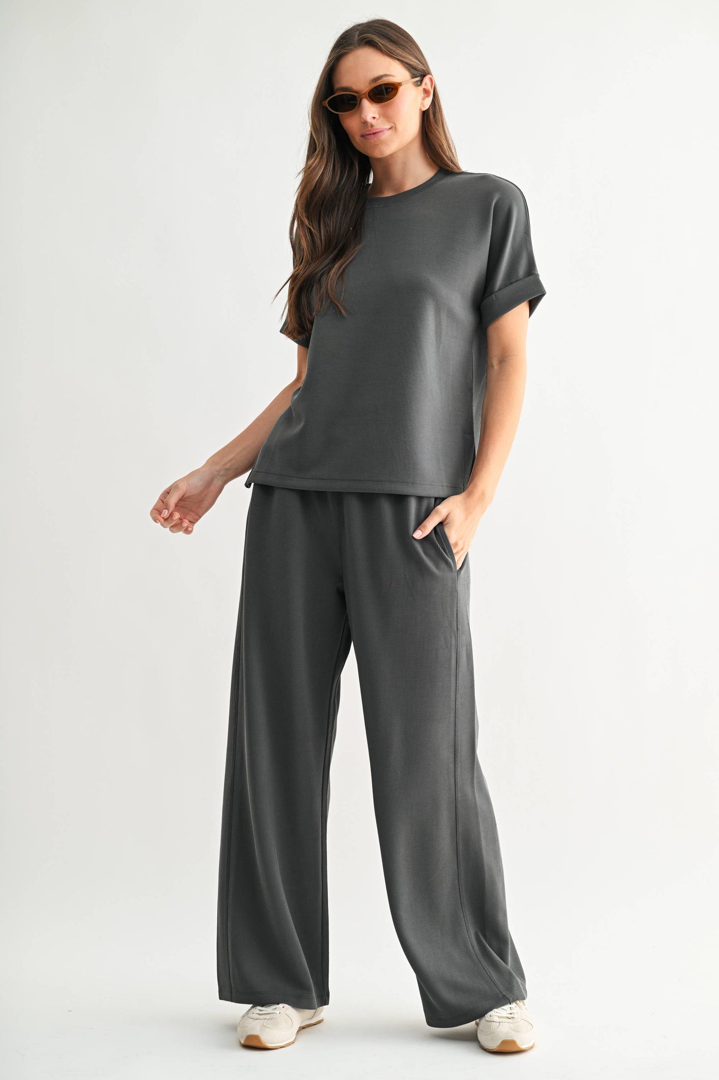 Luxe Sand Wash Rib Lounge Tee