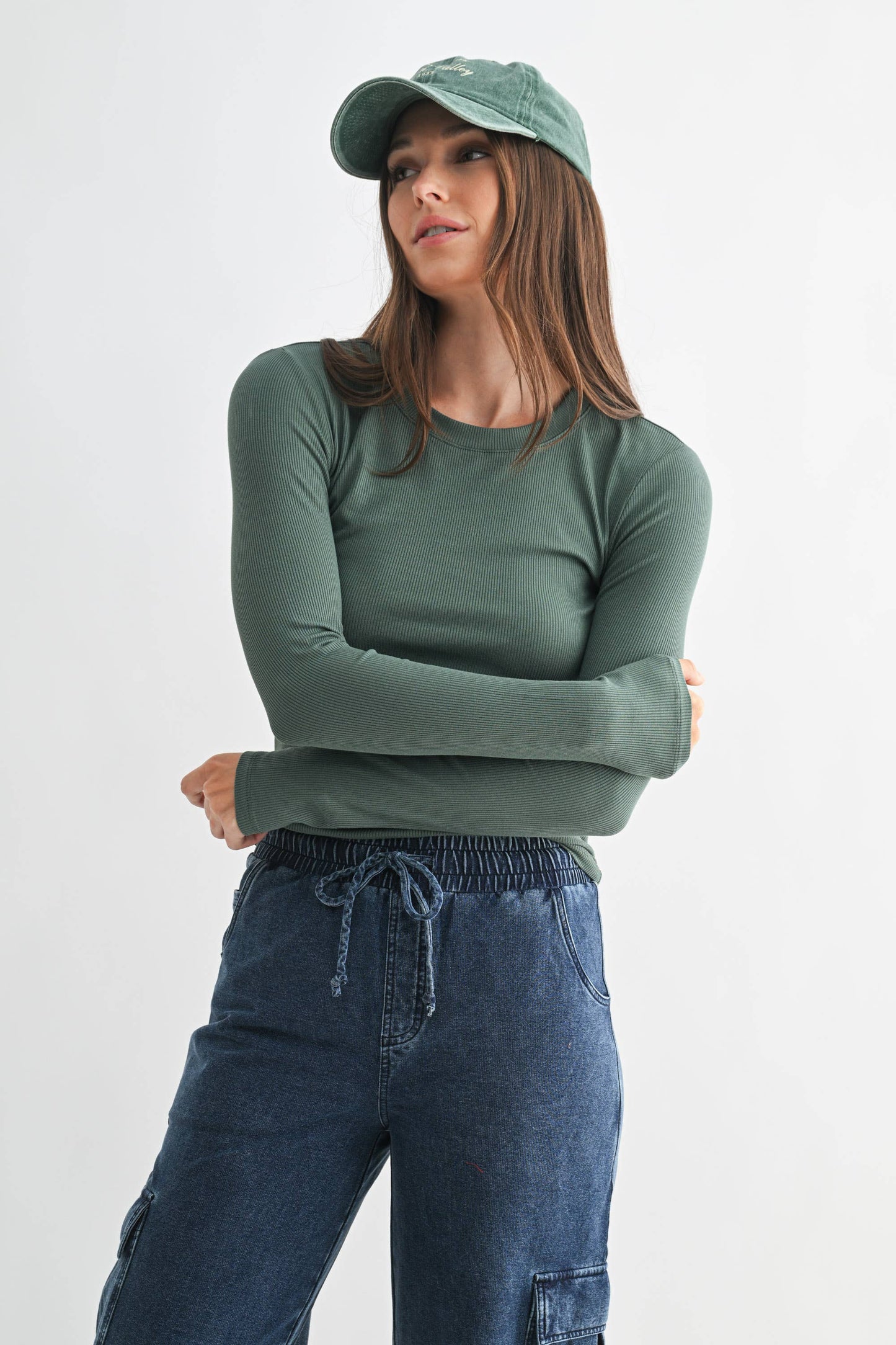 Essential Long-Sleeved Micro-Ribbed Athleisure Top