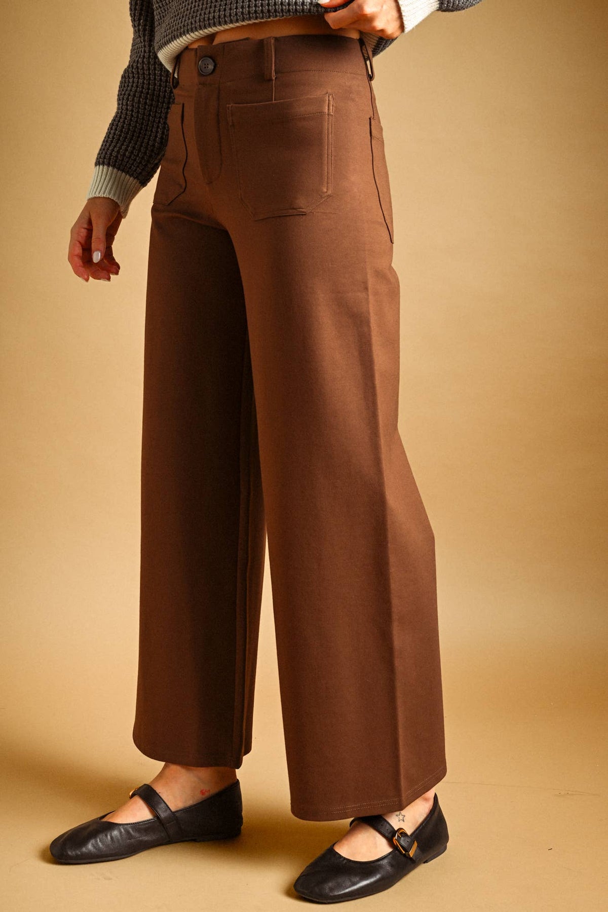 PONTE FABRIC CROP PANTS