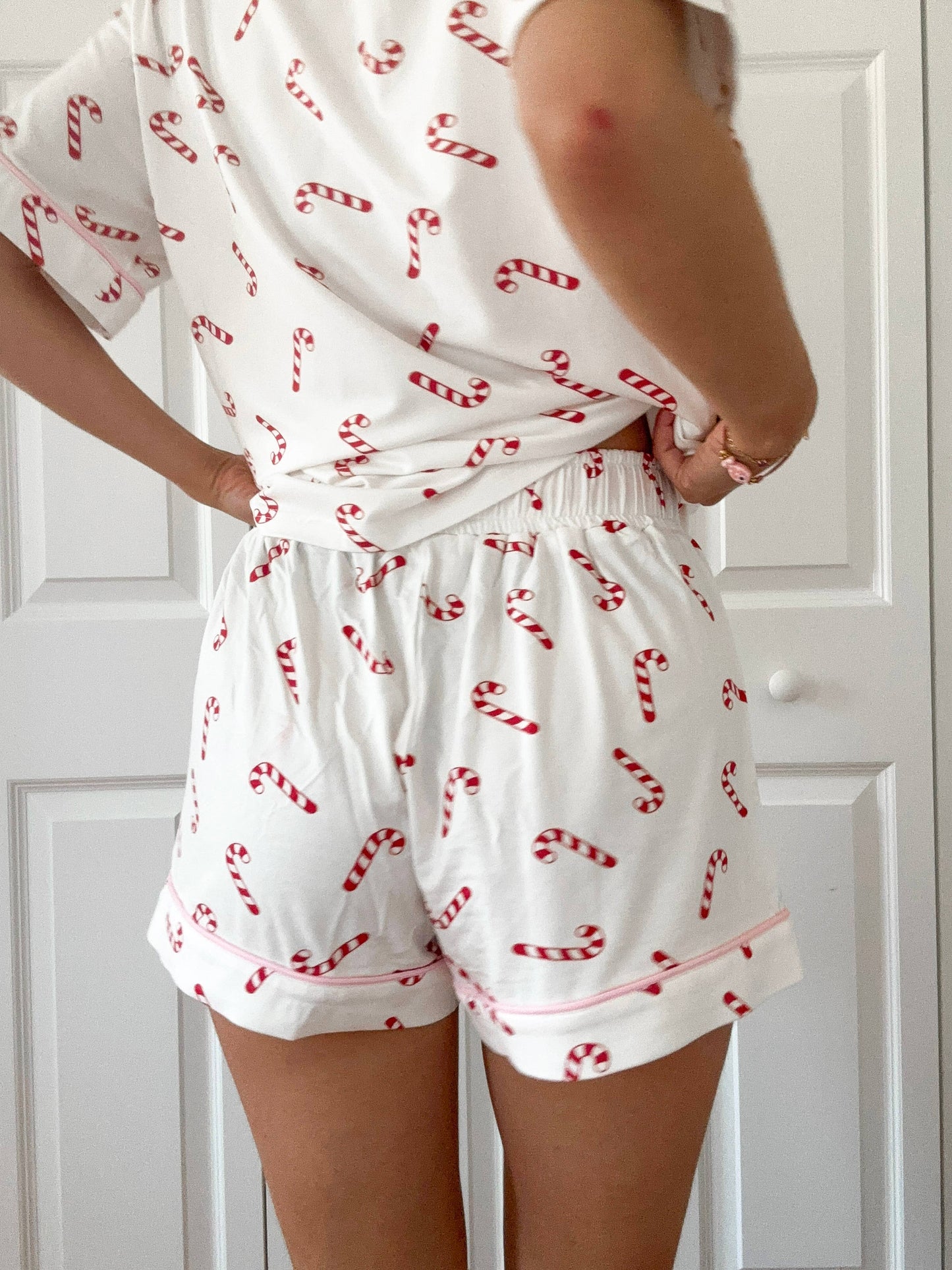 Candy Cane Holiday Christmas Pajama Shorts