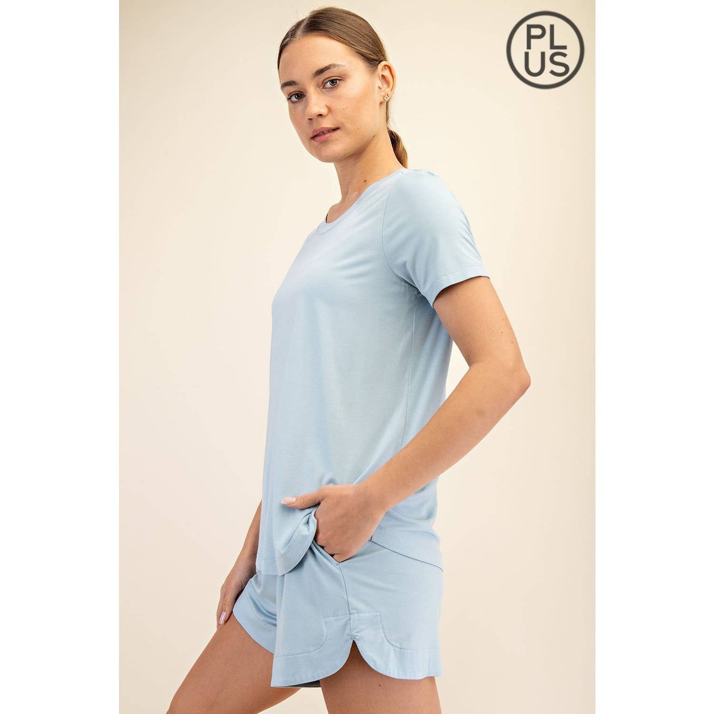 PLUS SIZE VISCOSE MODAL SHORT SLEEVE TOP