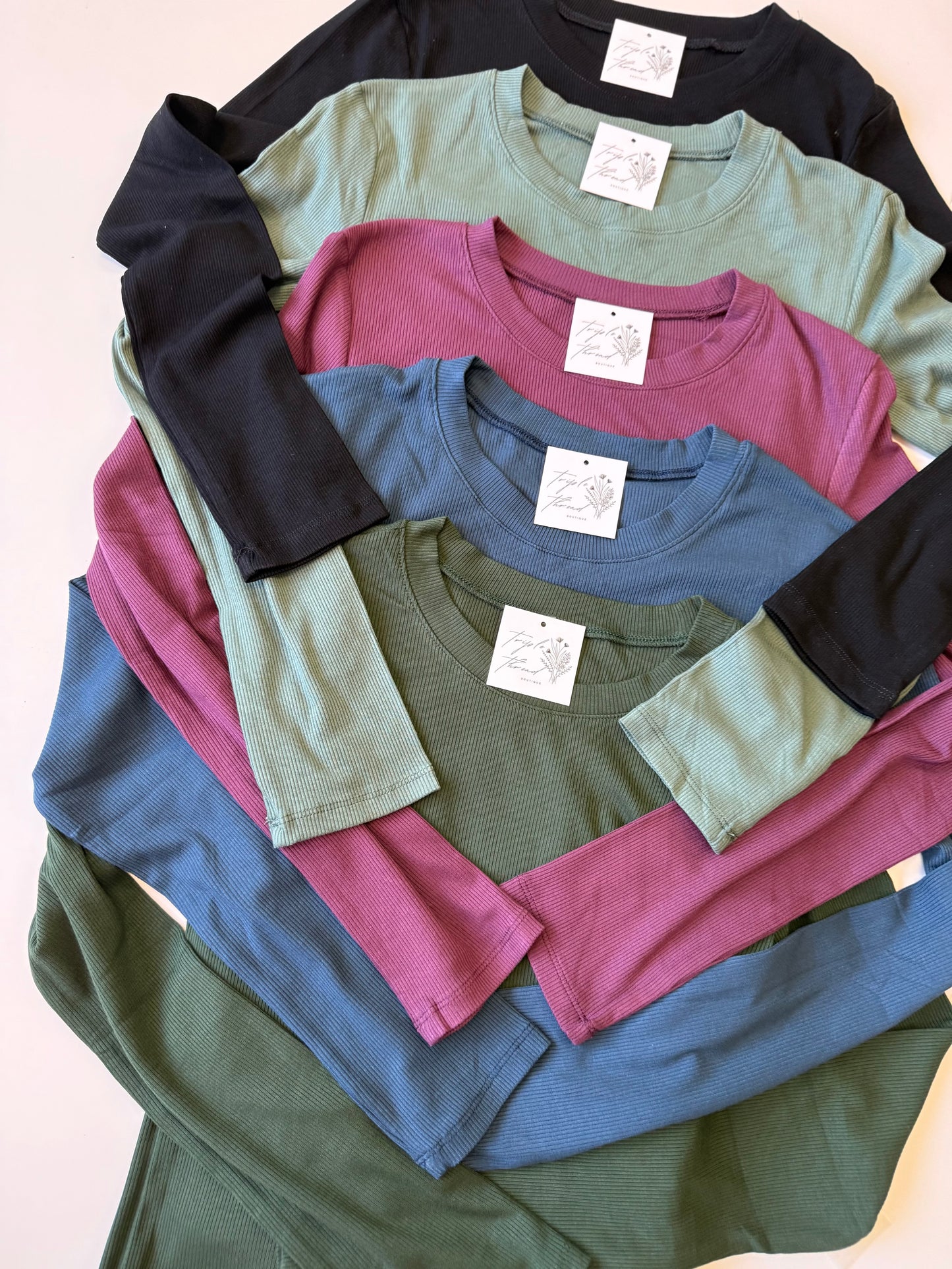 Essential Long-Sleeved Micro-Ribbed Athleisure Top