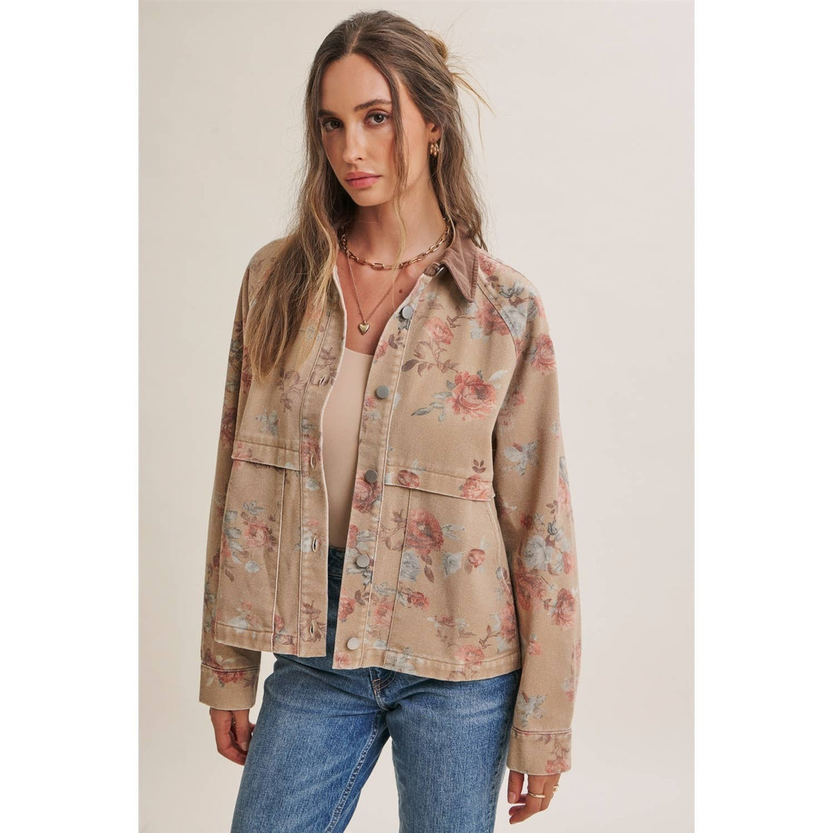 WILD ROSE VINTAGE GARMENT-WASHED TWILL JACKET
