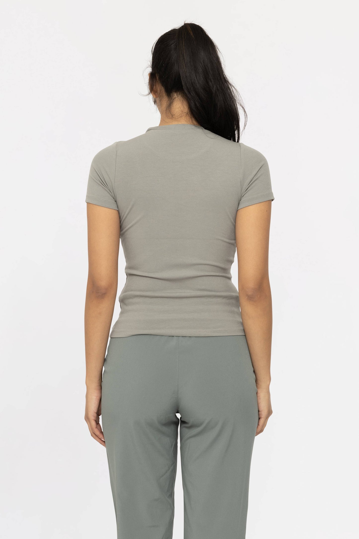 Essential Short-Sleeved Micro-Ribbed Athleisure Top