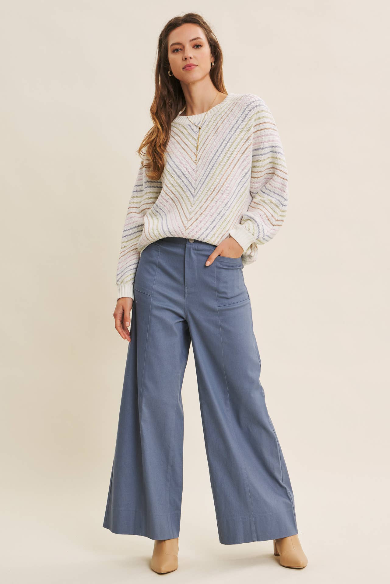 EVERYDAY ESSENTIAL STRETCHY WIDE-LEG ANKLE LENGTH PANTS