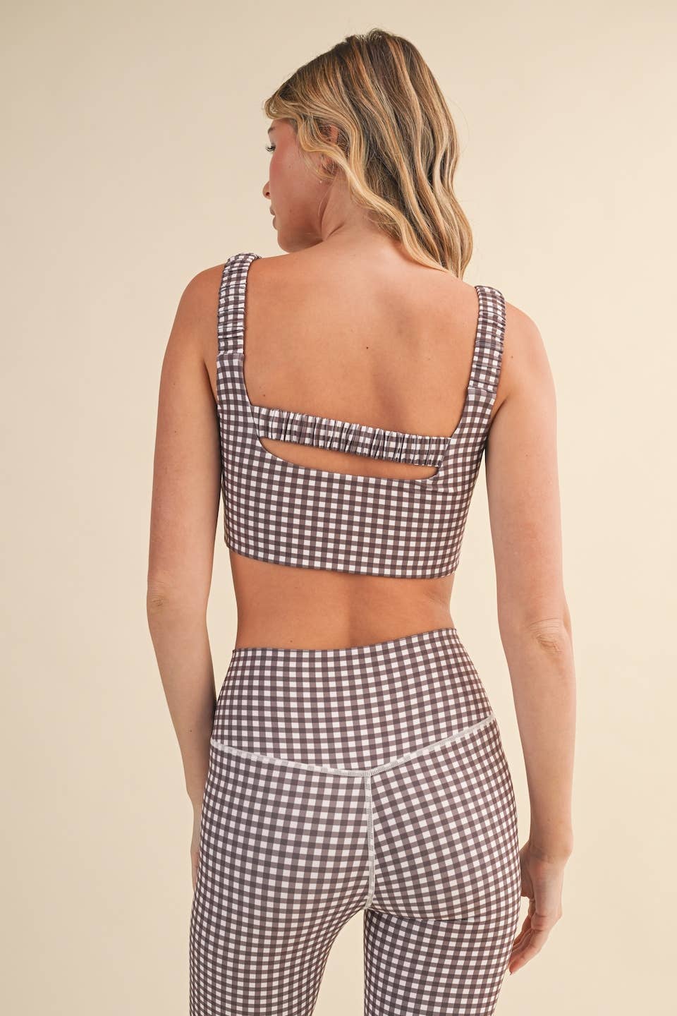 Gingham Print Ruched Bra Top