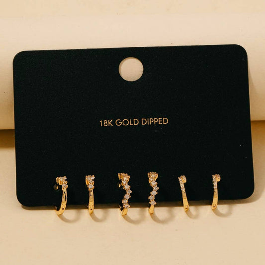 Gold Dipped Mixed Hoop Earrings Set