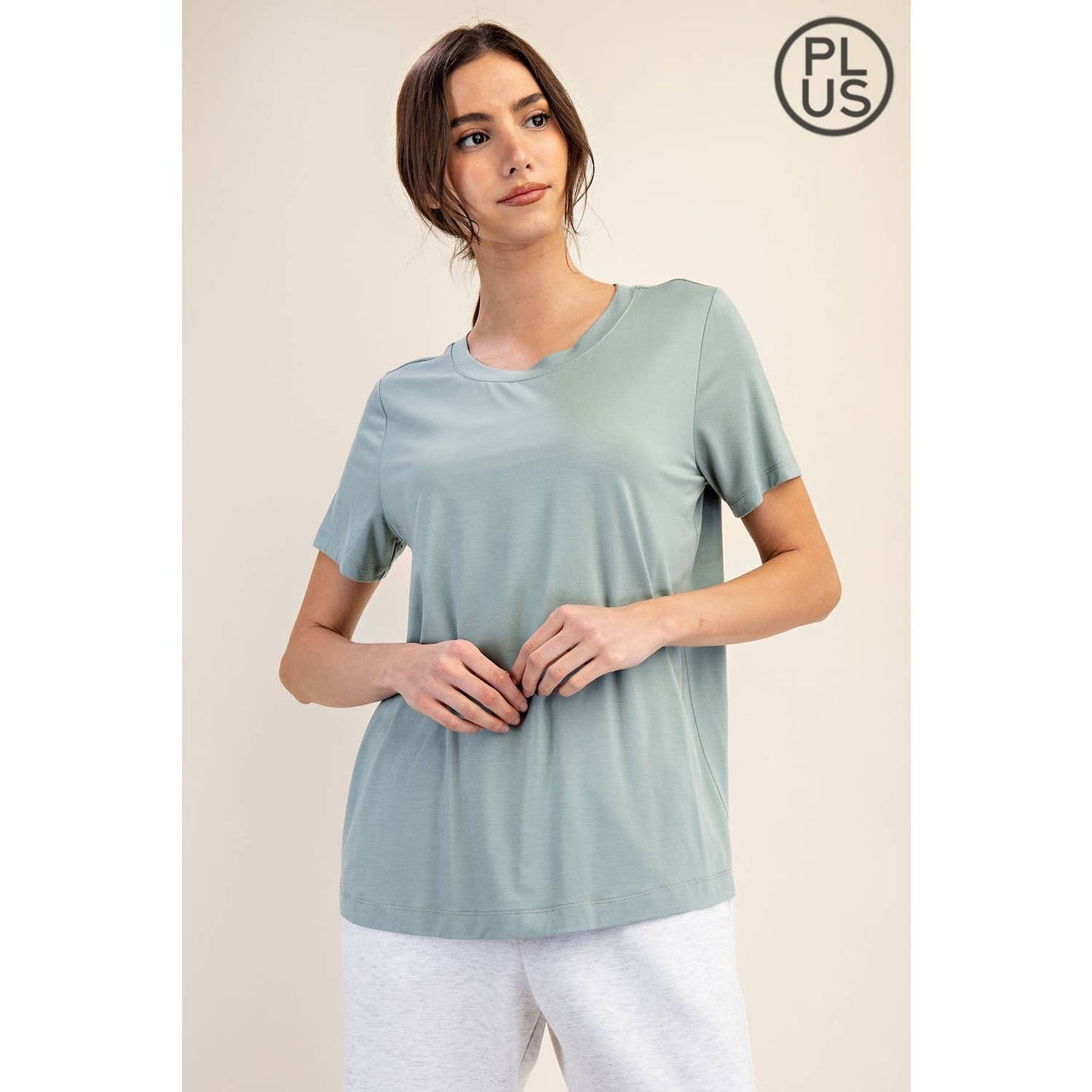 PLUS SIZE VISCOSE MODAL SHORT SLEEVE TOP