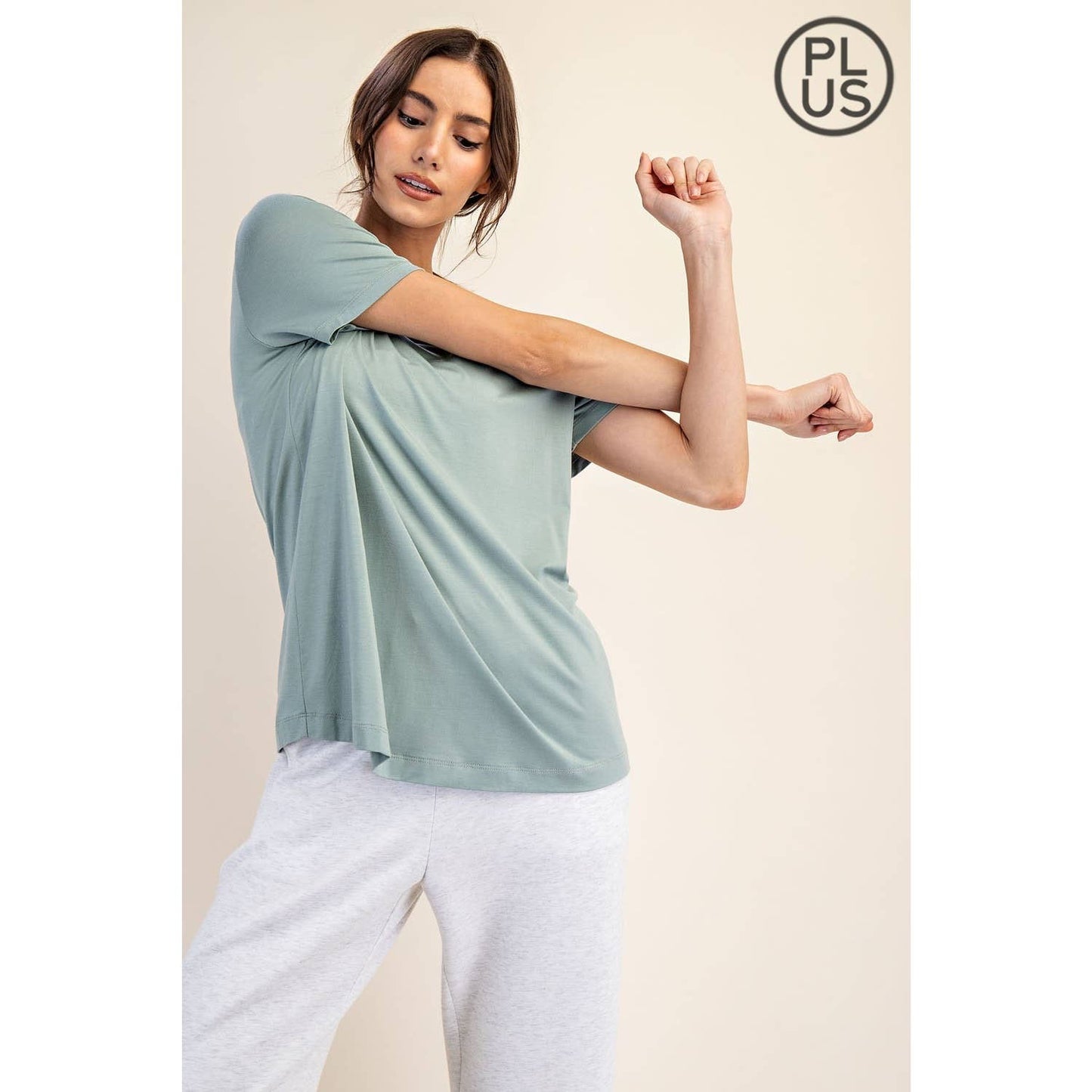 PLUS SIZE VISCOSE MODAL SHORT SLEEVE TOP