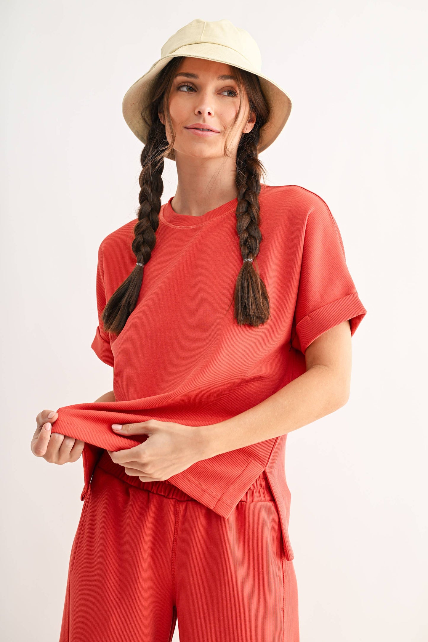 Luxe Sand Wash Rib Lounge Tee