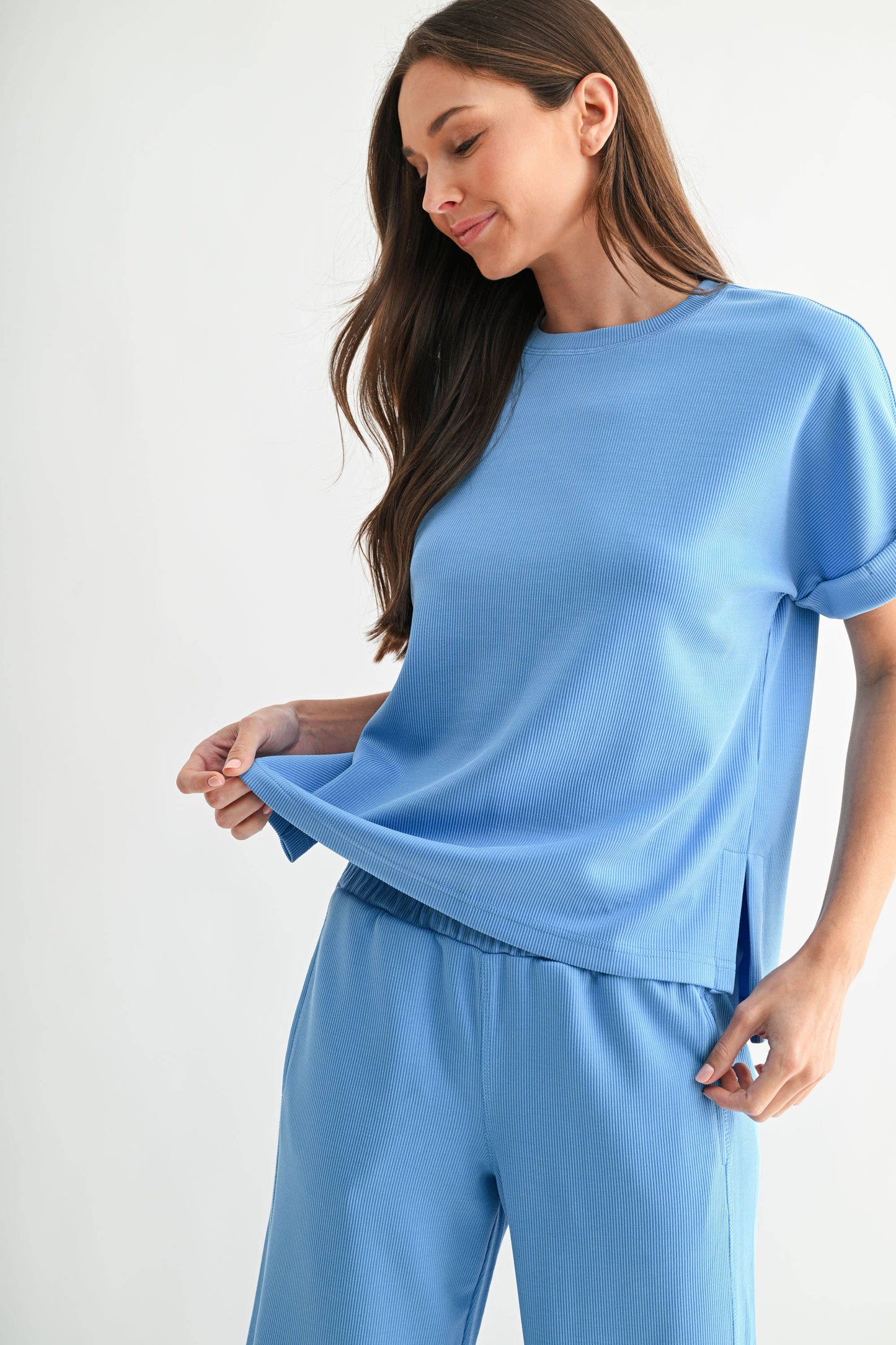 Luxe Sand Wash Rib Lounge Tee