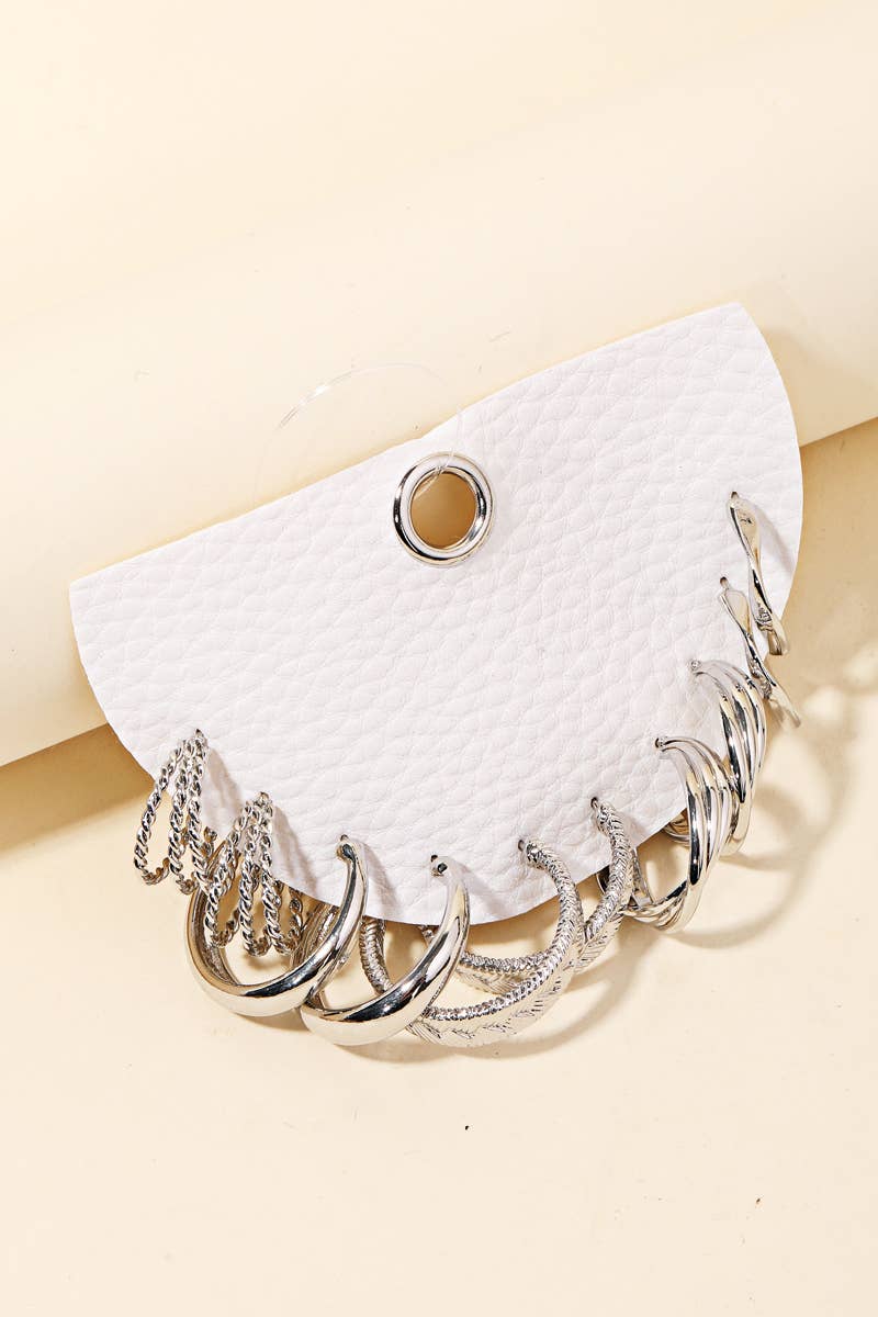 Five Pair Assorted Hoop Earrings Set