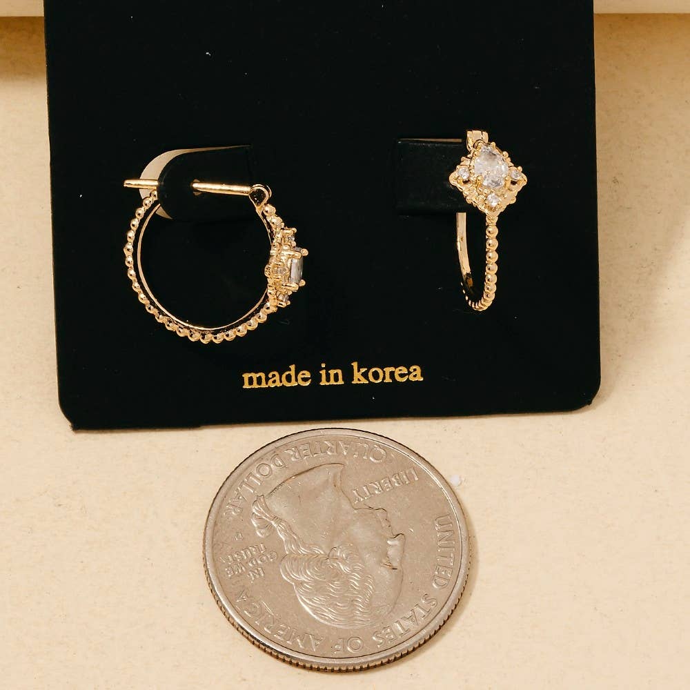 Intricate Cz Cluster Hoop Earrings