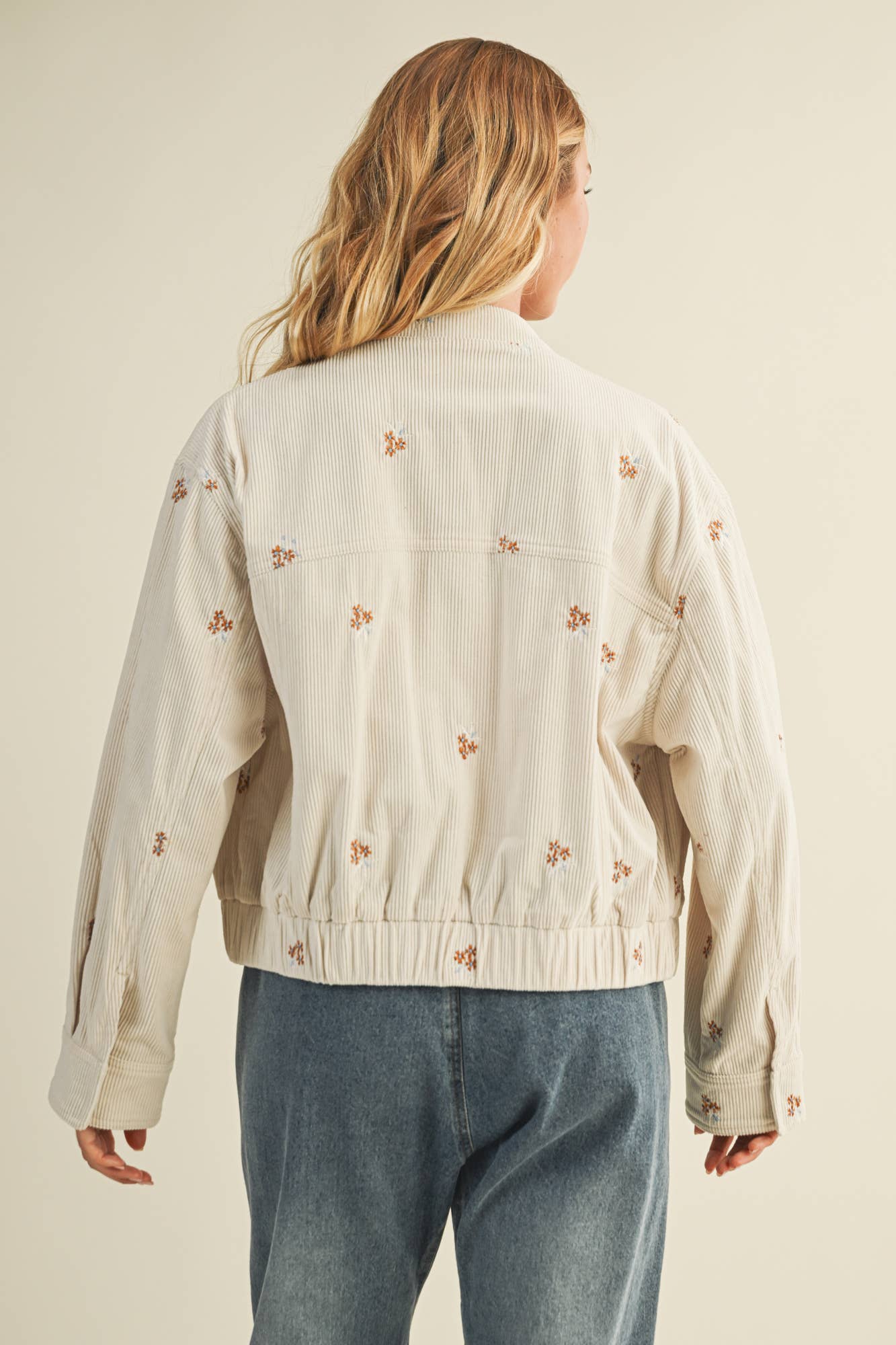EMBROIDERED CORDUROY BOMBER JACKET