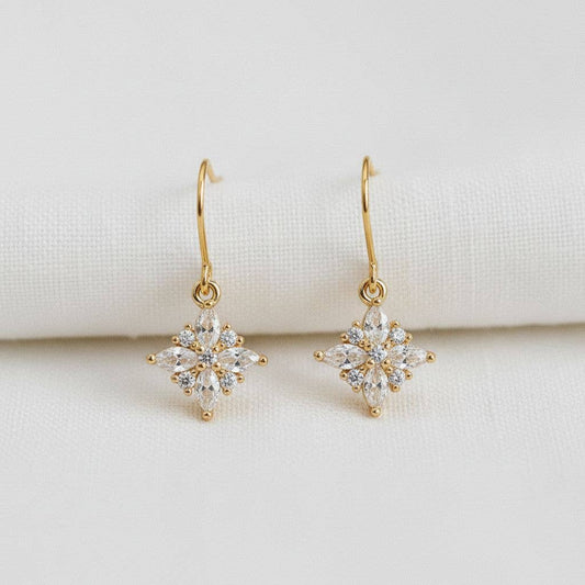 Geometric Star Drop Earrings with Sparkling Accents