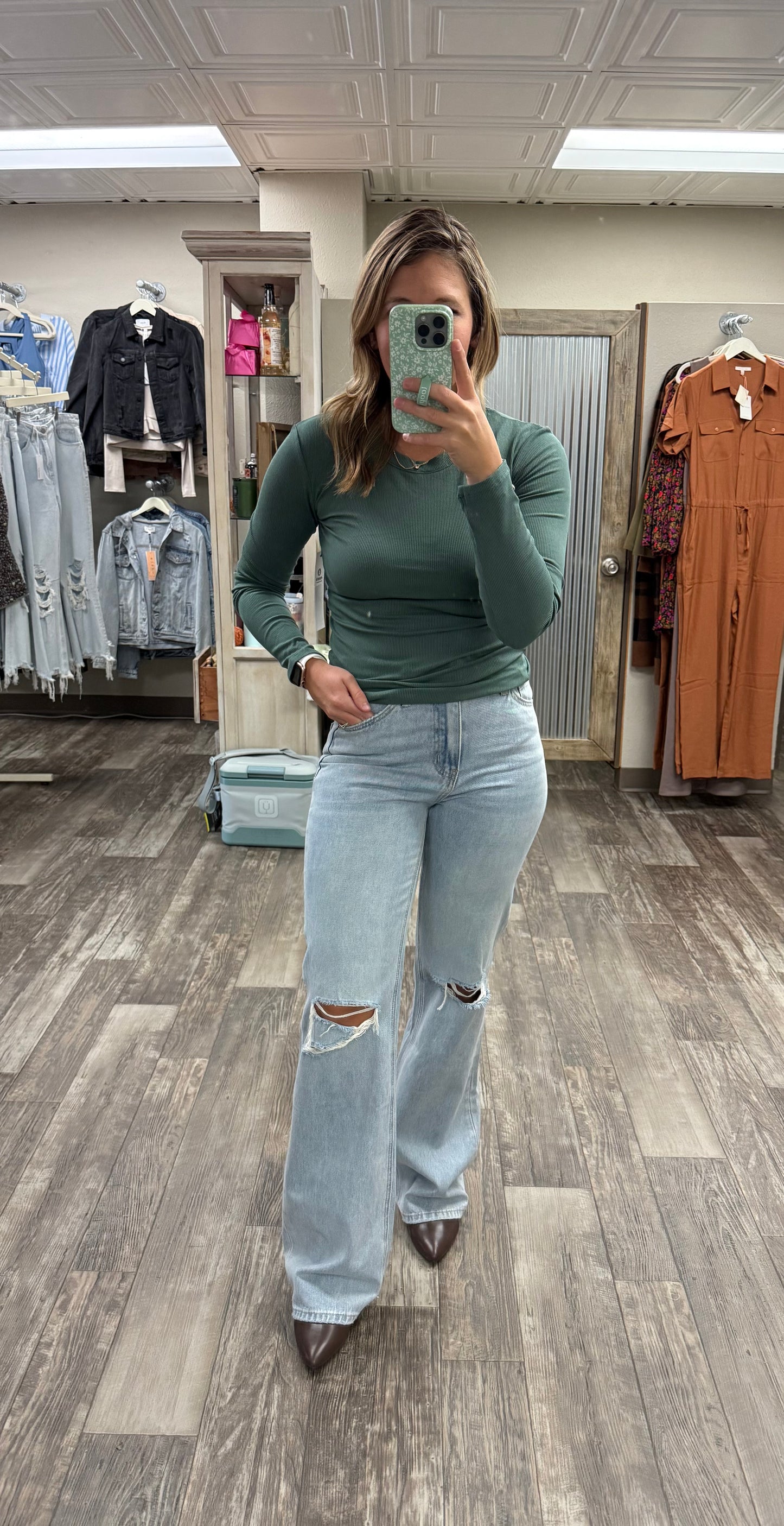 Essential Long-Sleeved Micro-Ribbed Athleisure Top