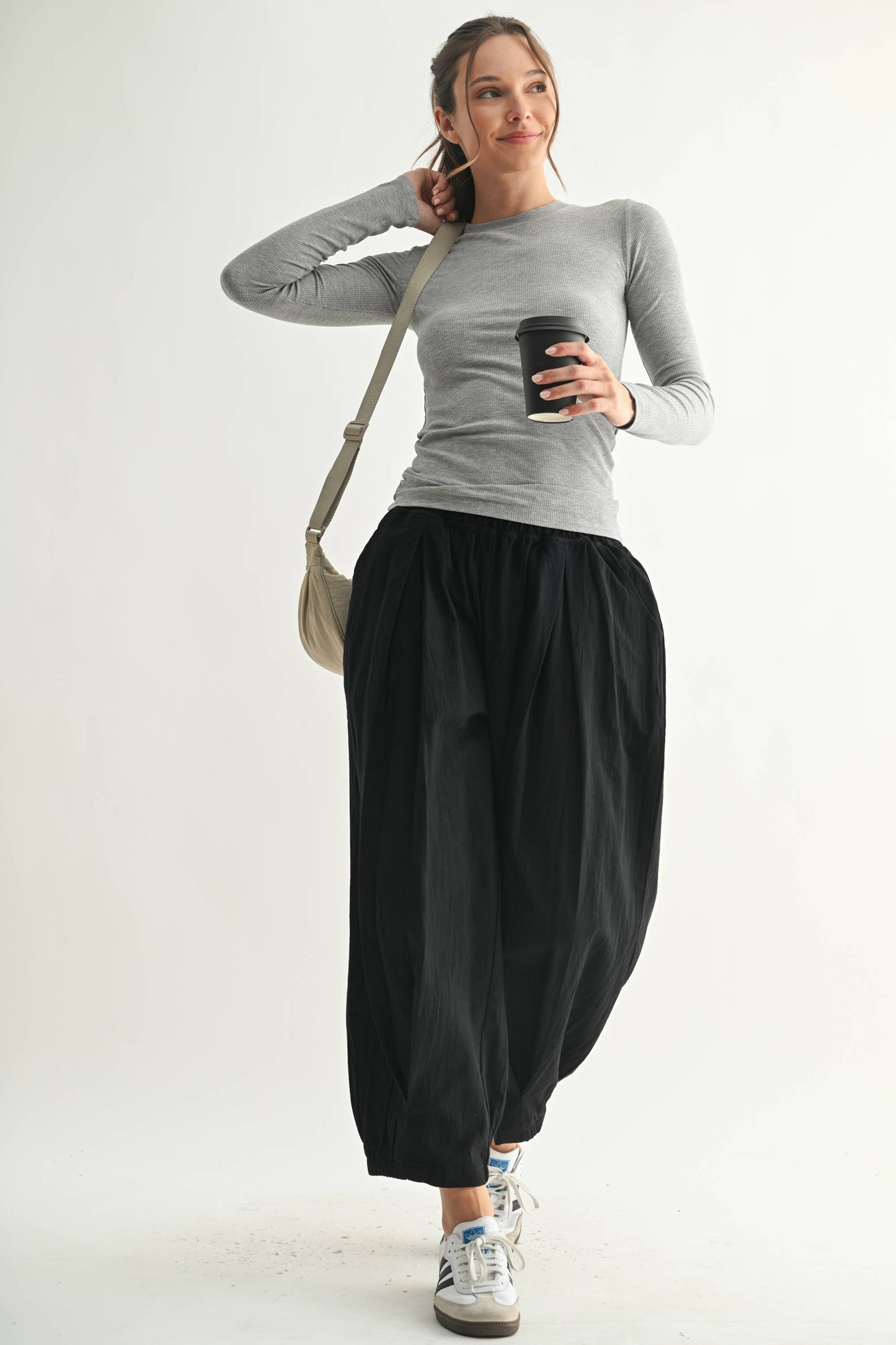 Essential Long-Sleeved Micro-Ribbed Athleisure Top