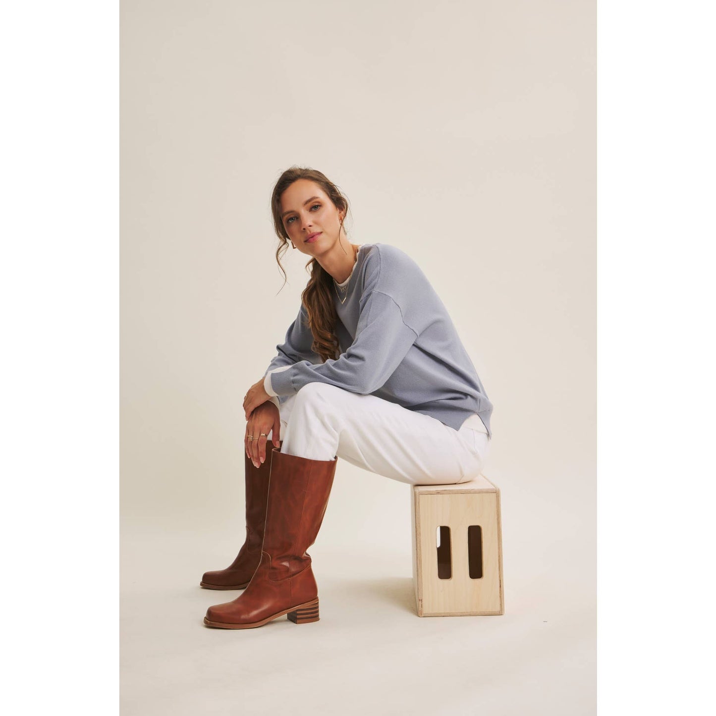 FEATHER LIGHT TOUCH TWO-TONE VISCOSE SWEATER