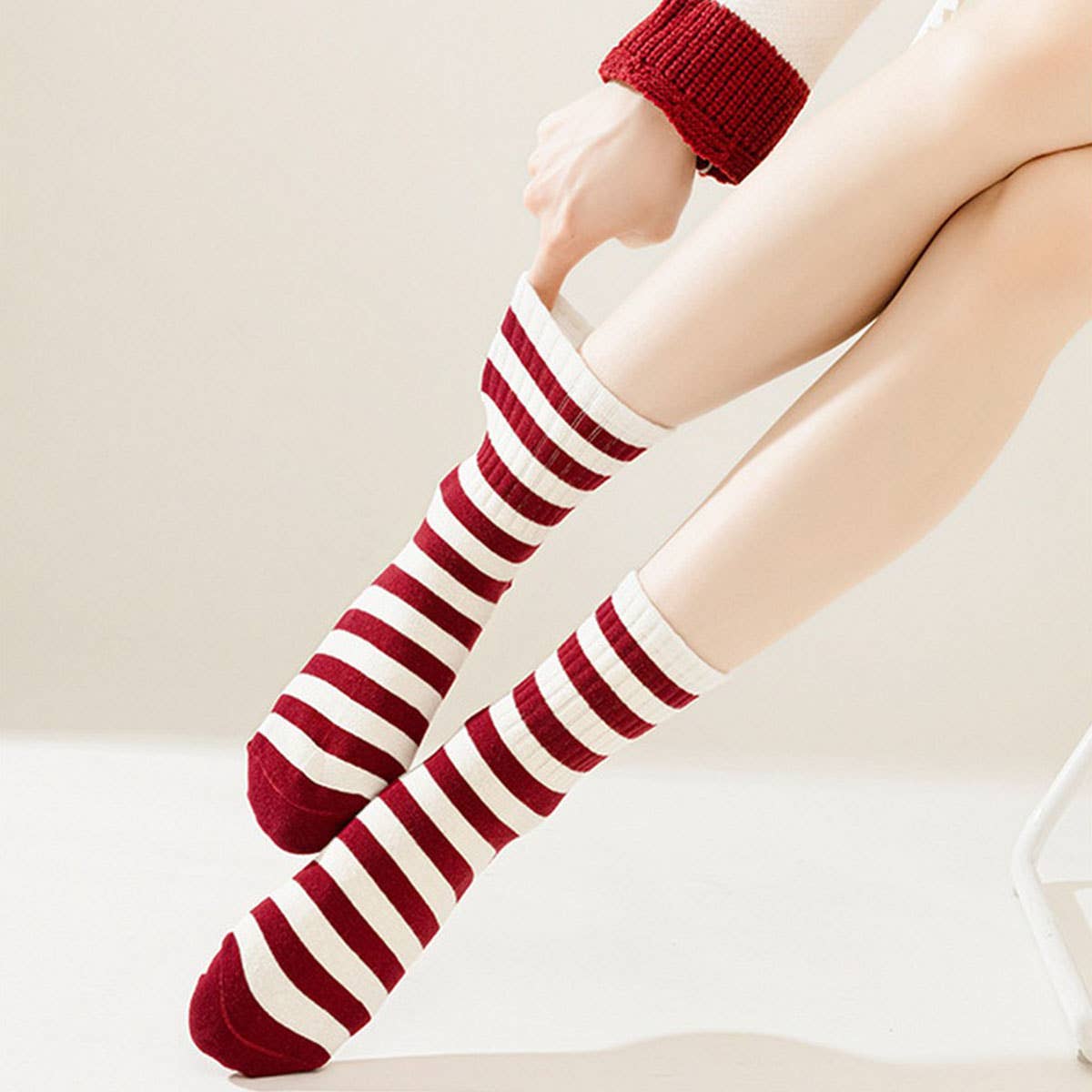 Red Bow Cotton Crew Socks