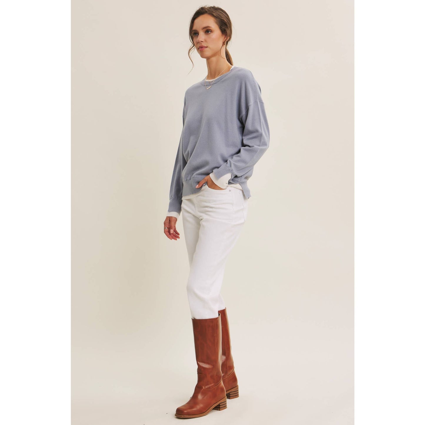 FEATHER LIGHT TOUCH TWO-TONE VISCOSE SWEATER