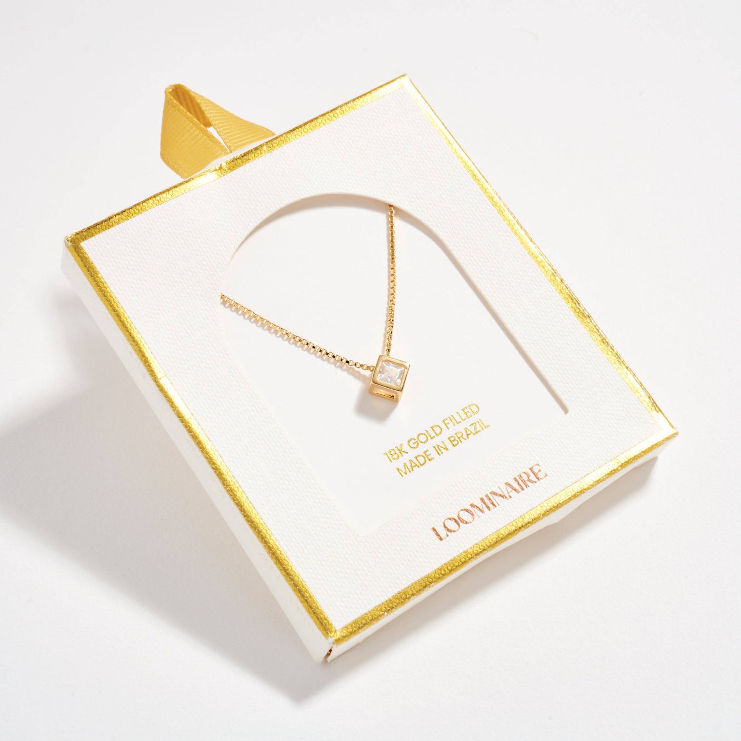 18K Gold Filled CZ in Cube | Pendant Necklace