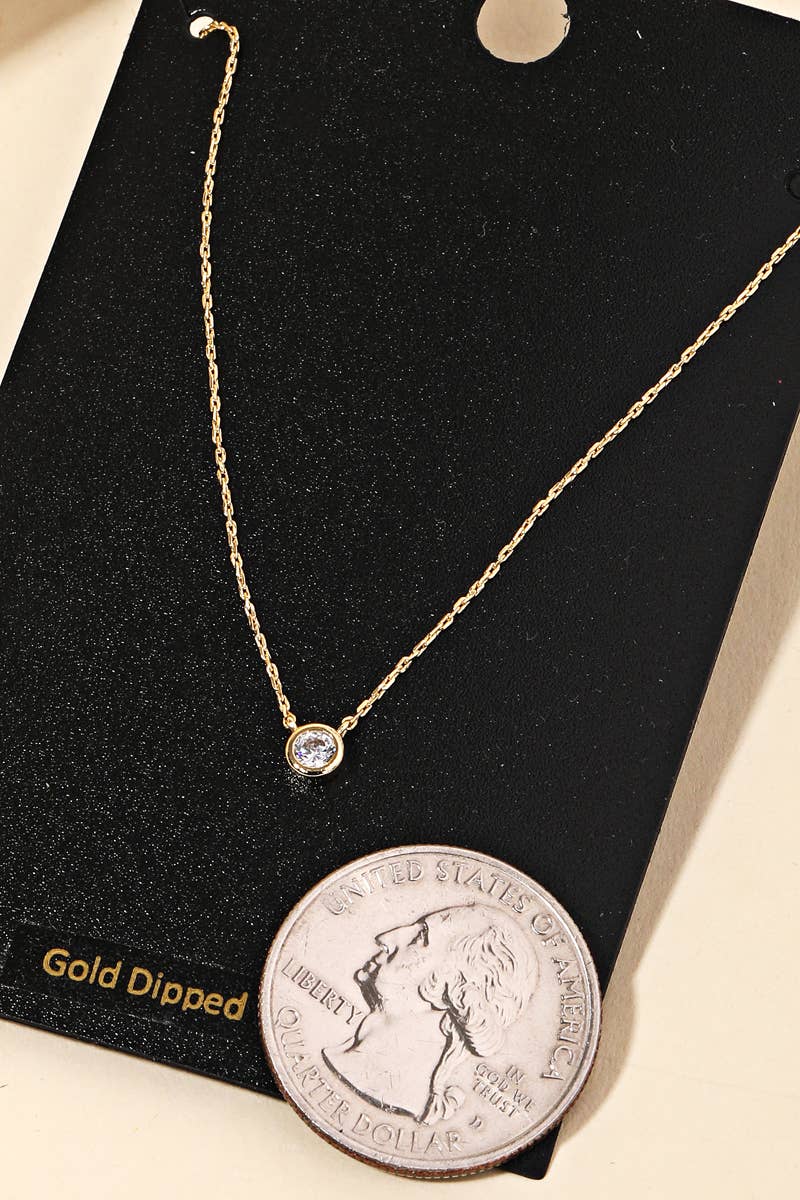 Gold Dipped Dainty Chain Stud Charm Necklace