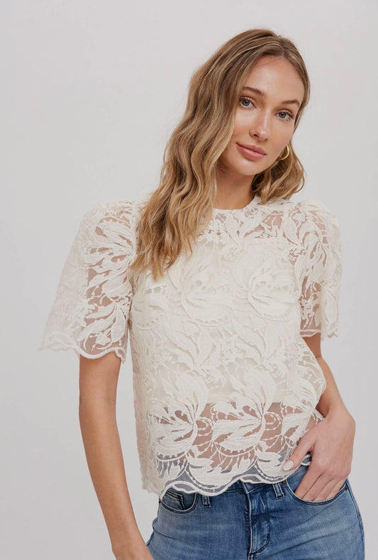 Embroidery Lace Blouse Natural