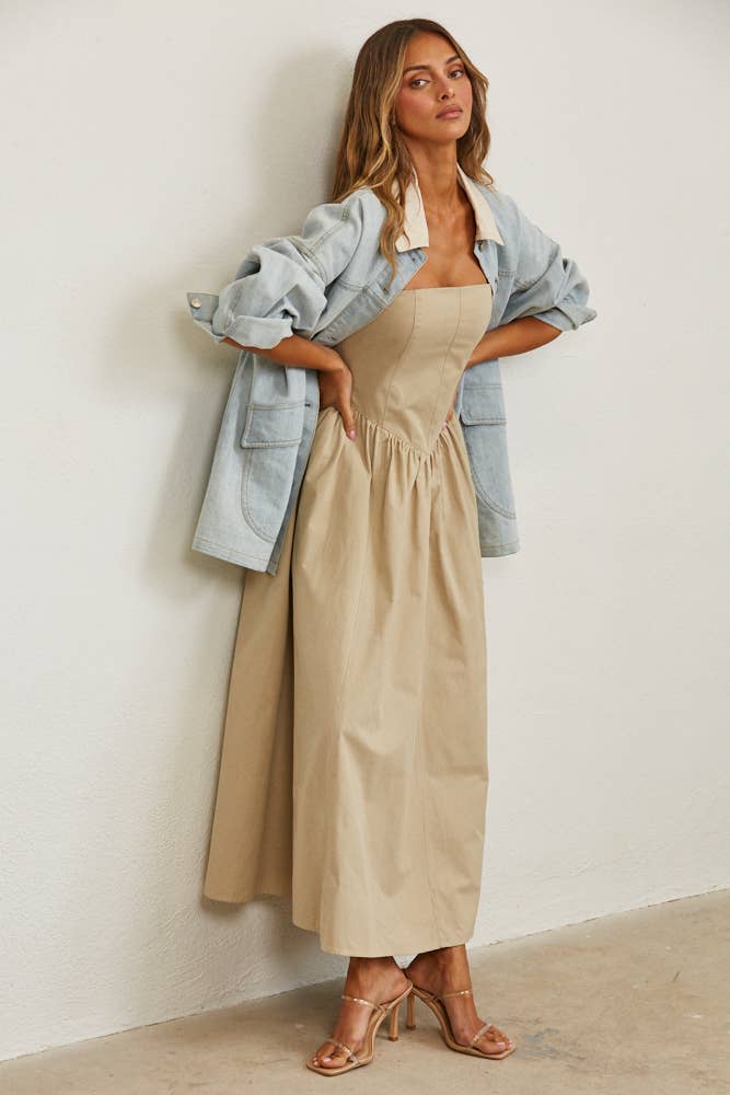 Dito Utility Contrast Collared Denim Jacket