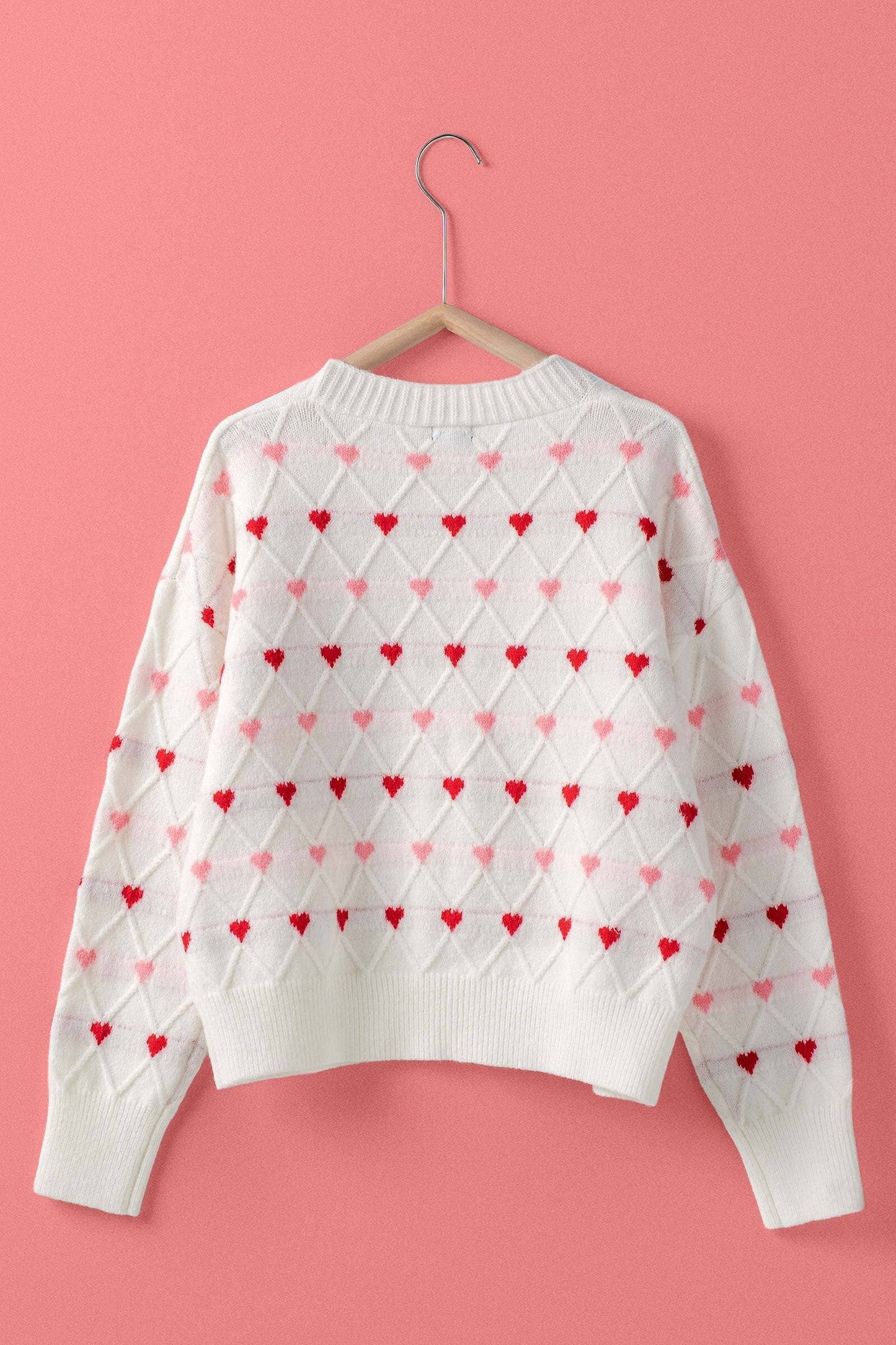Heart Argyle Knit Cardigan