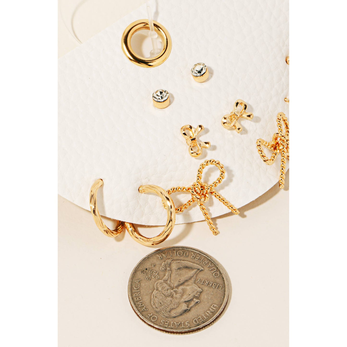Mixed Ribbon Bow Studs And Hoops Earrings Set
