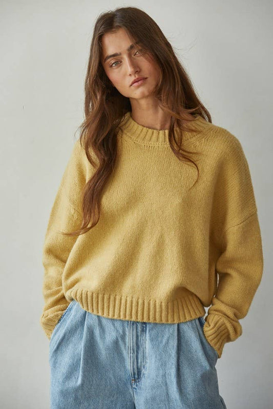 Knit Sweater Crew Neck Long Sleeve Pullover Top