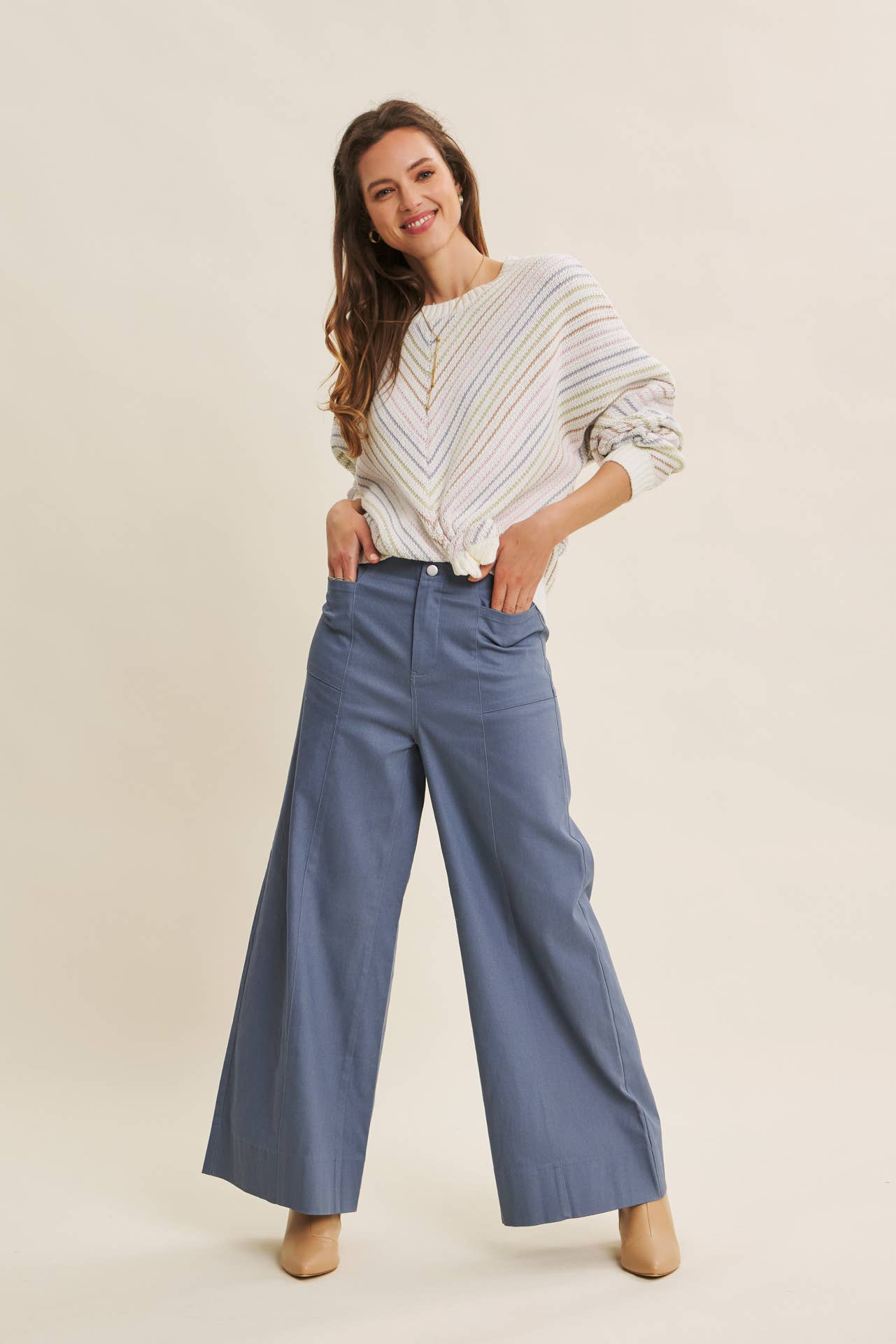 EVERYDAY ESSENTIAL STRETCHY WIDE-LEG ANKLE LENGTH PANTS