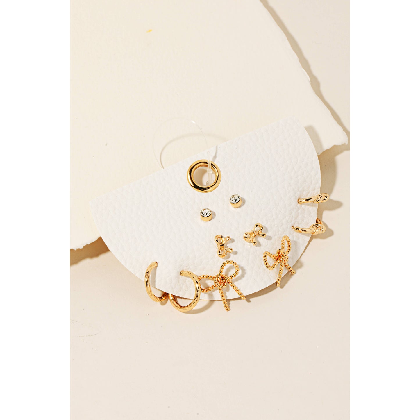 Mixed Ribbon Bow Studs And Hoops Earrings Set