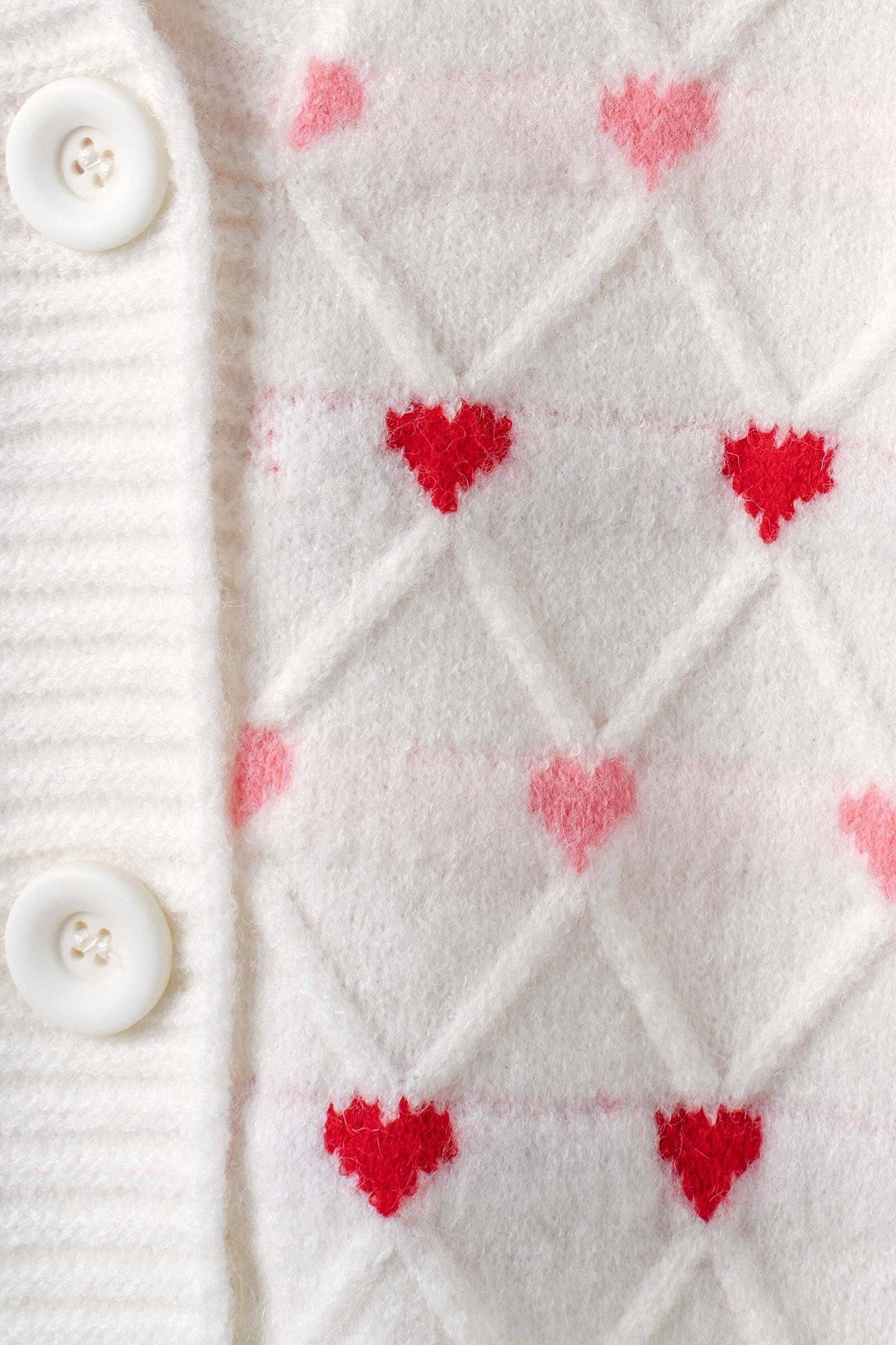 Heart Argyle Knit Cardigan