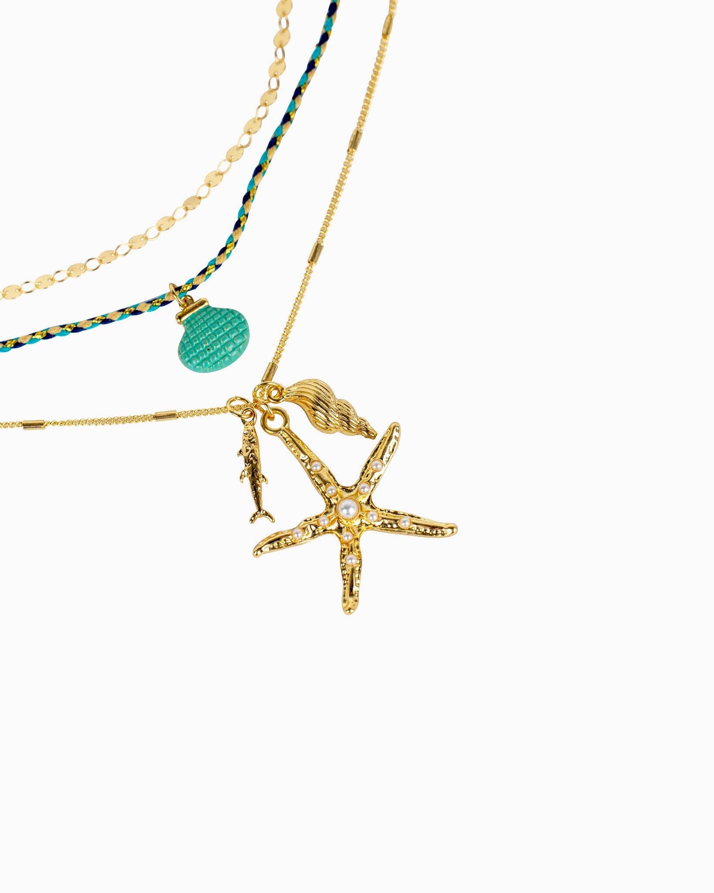 Beach Mode Layered Coastal Shell Starfish Necklace