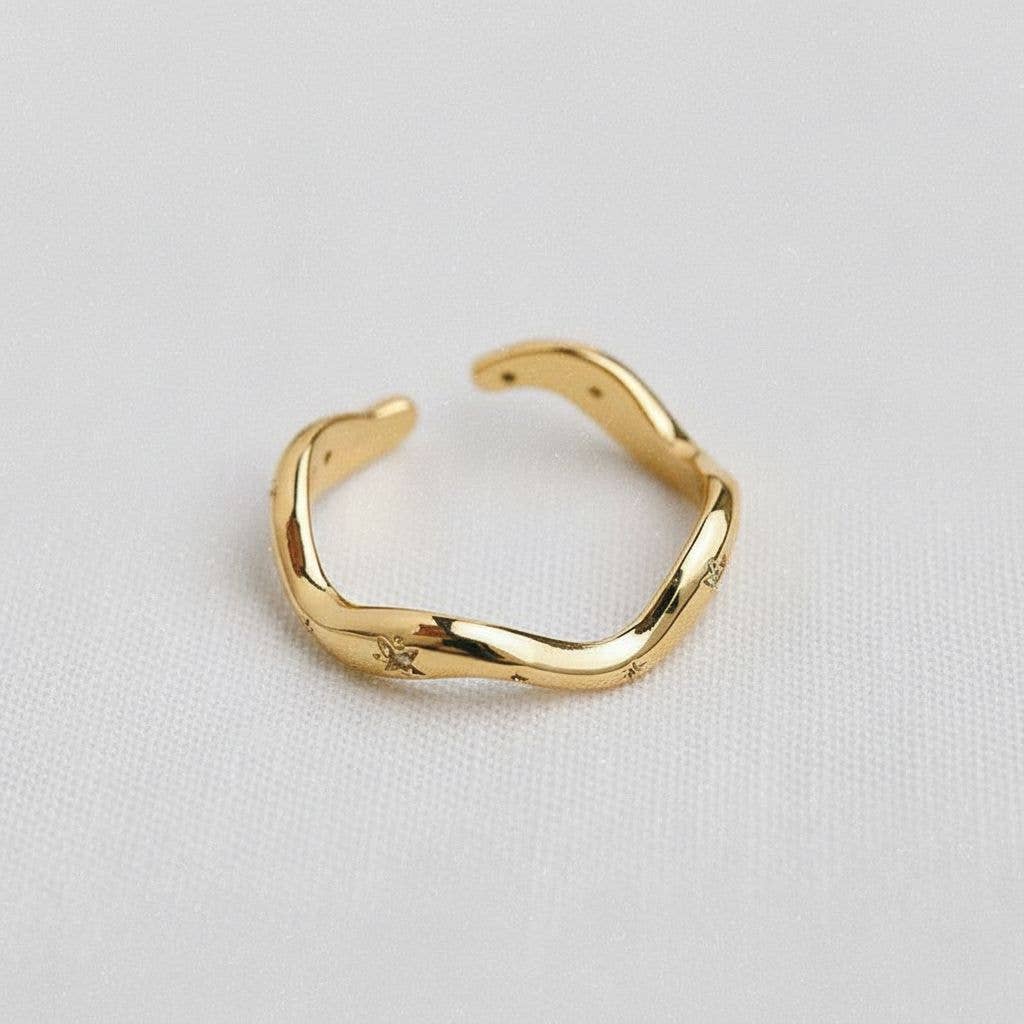 Wavy Gemstone Adjustable Ring