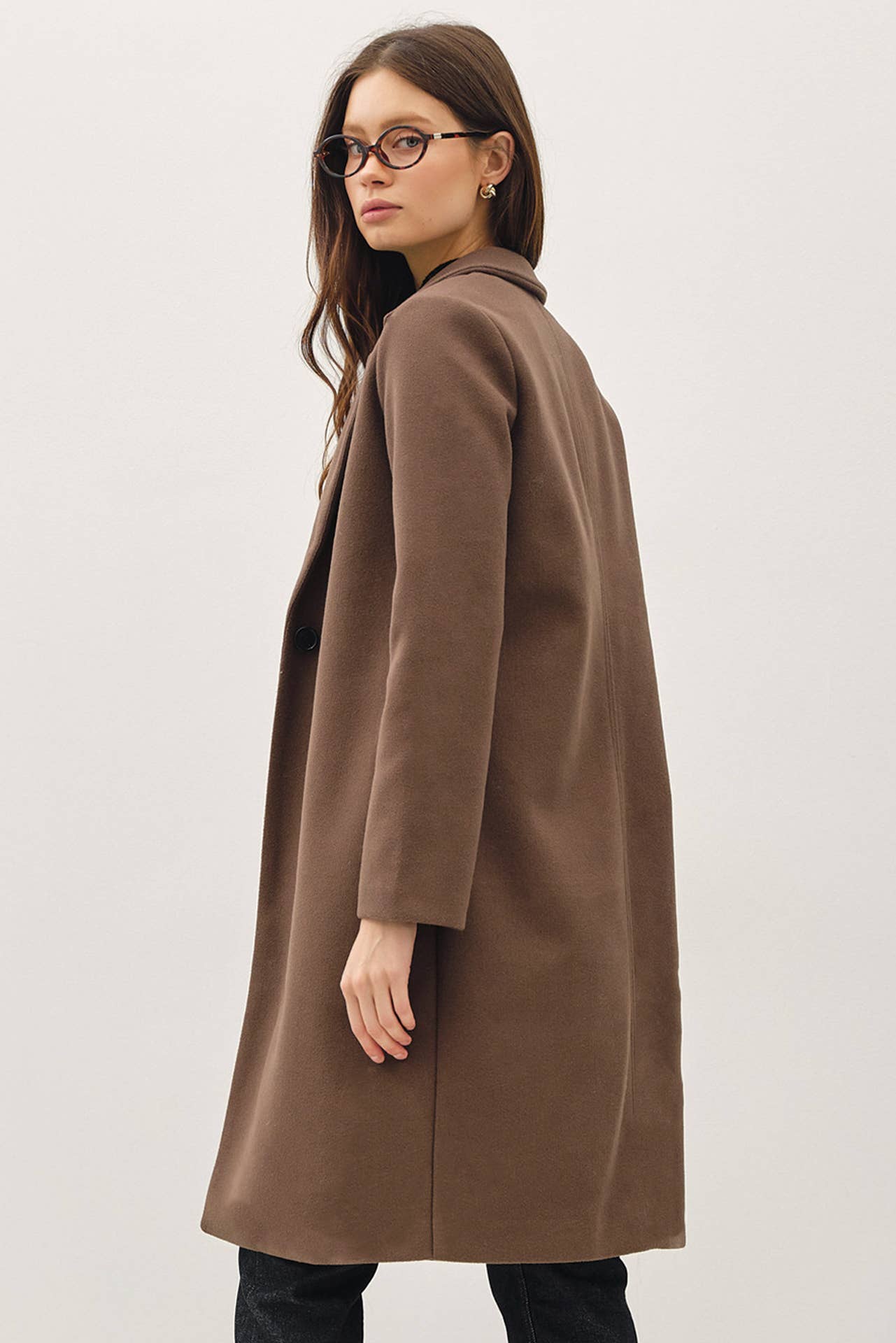 NOTCHED LAPEL SINGLE BUTTON COAT