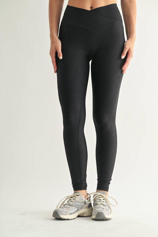 Leather Look Crossover Leggings