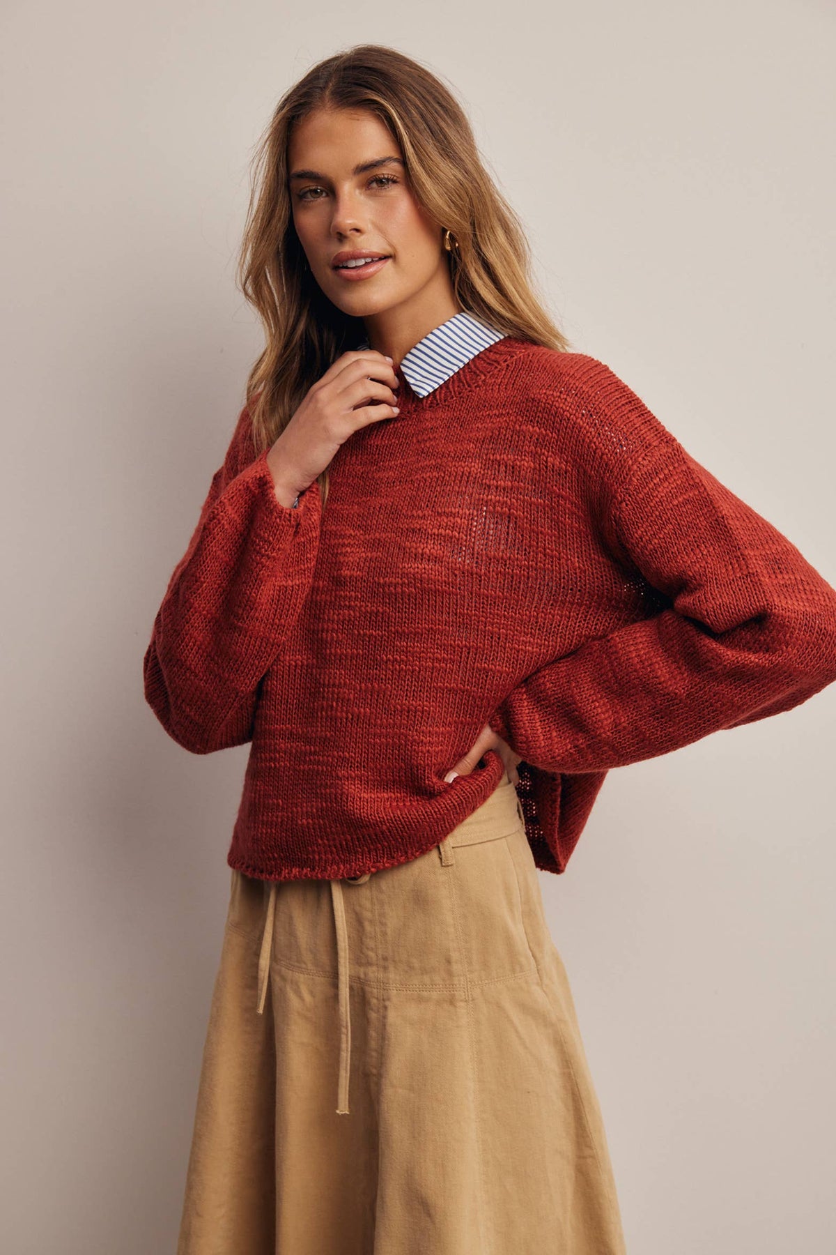 Mock Neck Marled Knit Sweater